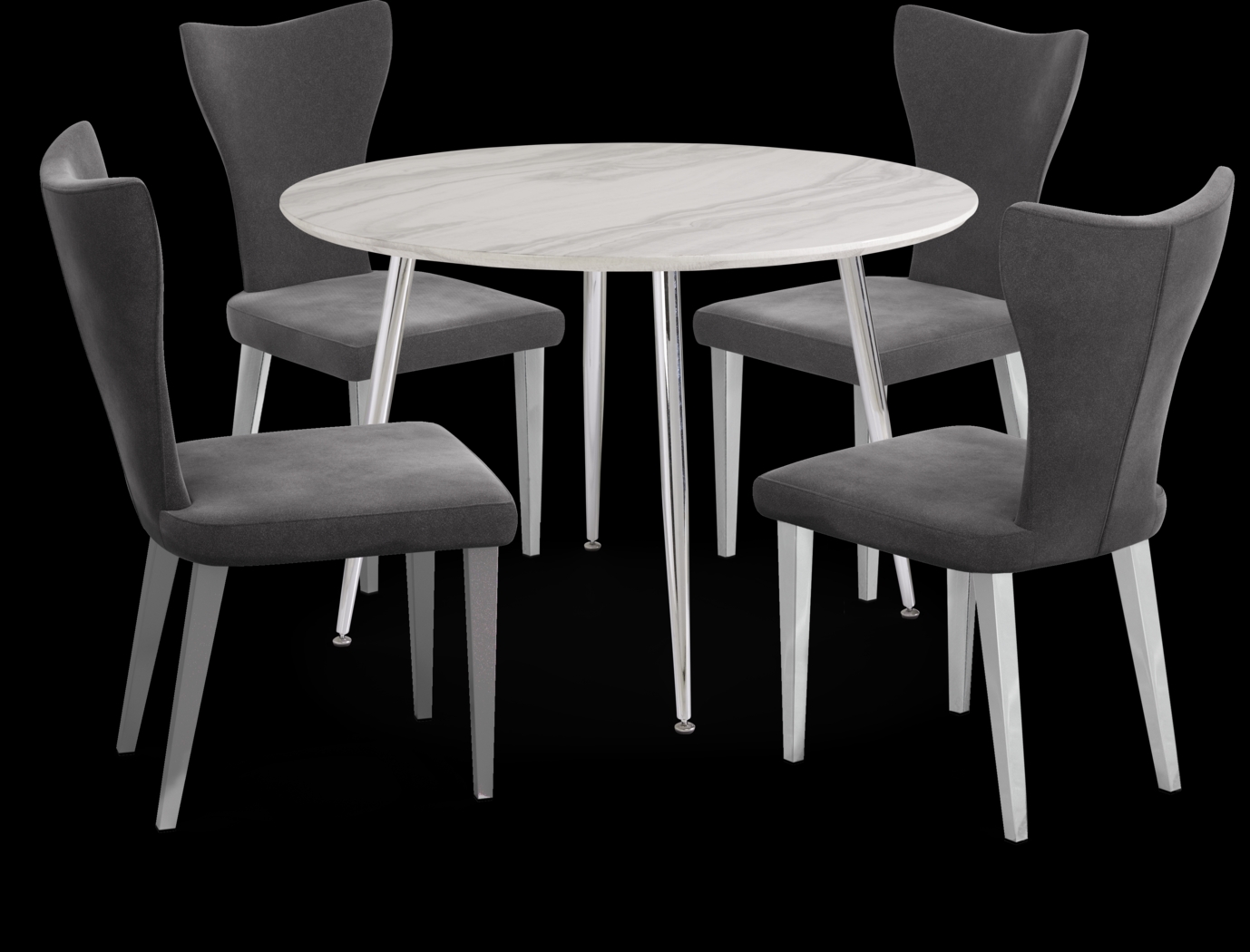 Pressley White 5 Pc Dining Room with Charcoal Chairs - Thumbnail - Image 1