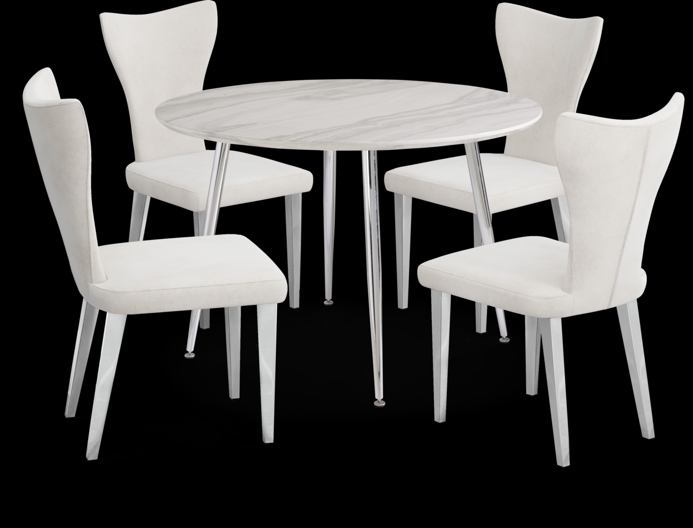 Pressley White 5 Pc Dining Room with Light Gray Chairs - Thumbnail - Image 1