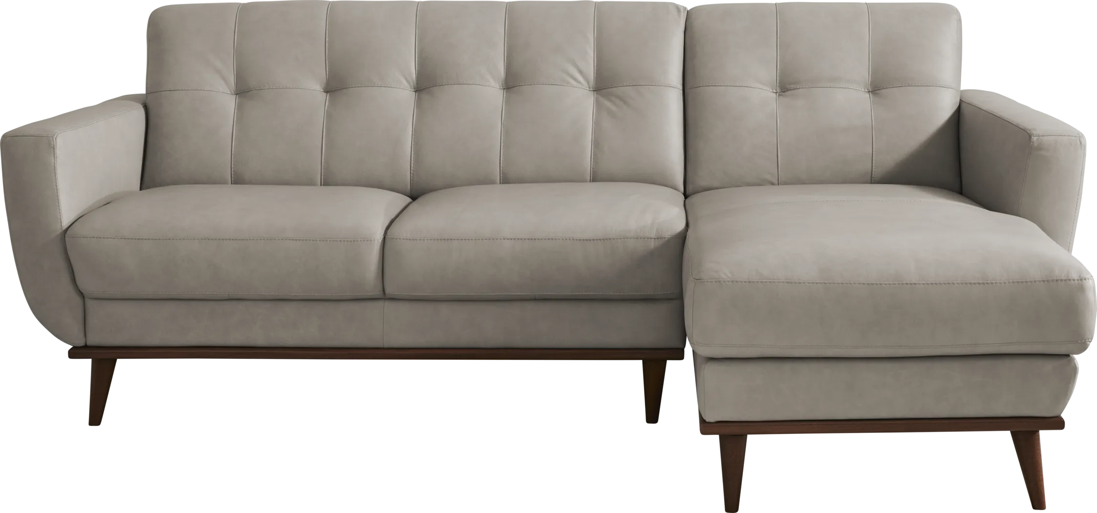 Pressly Place Light Gray Leather 2 Pc Sectional - Thumbnail - Image 1