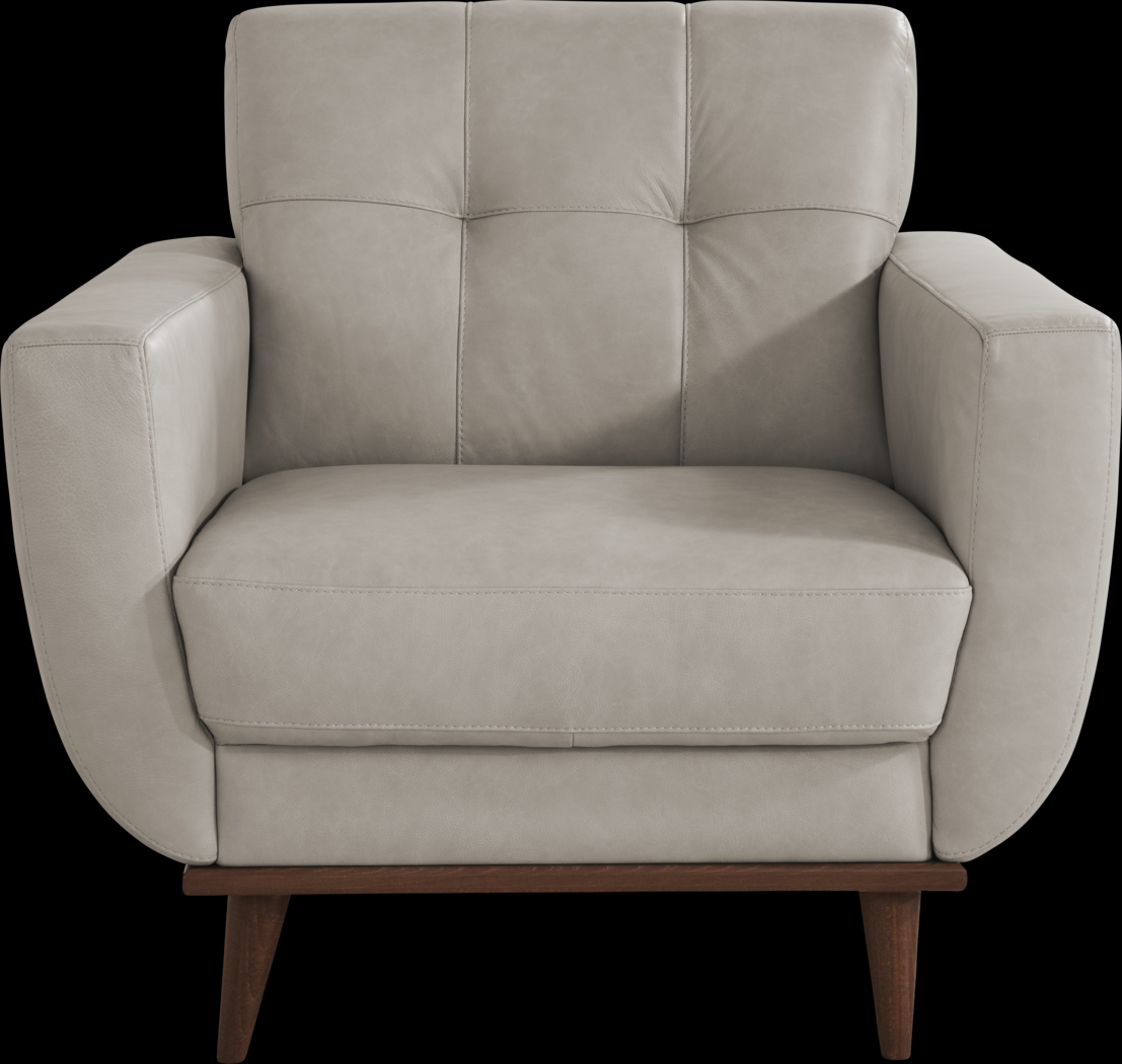 Pressly Place Light Gray Leather 3 Pc Living Room - Thumbnail - Image 7