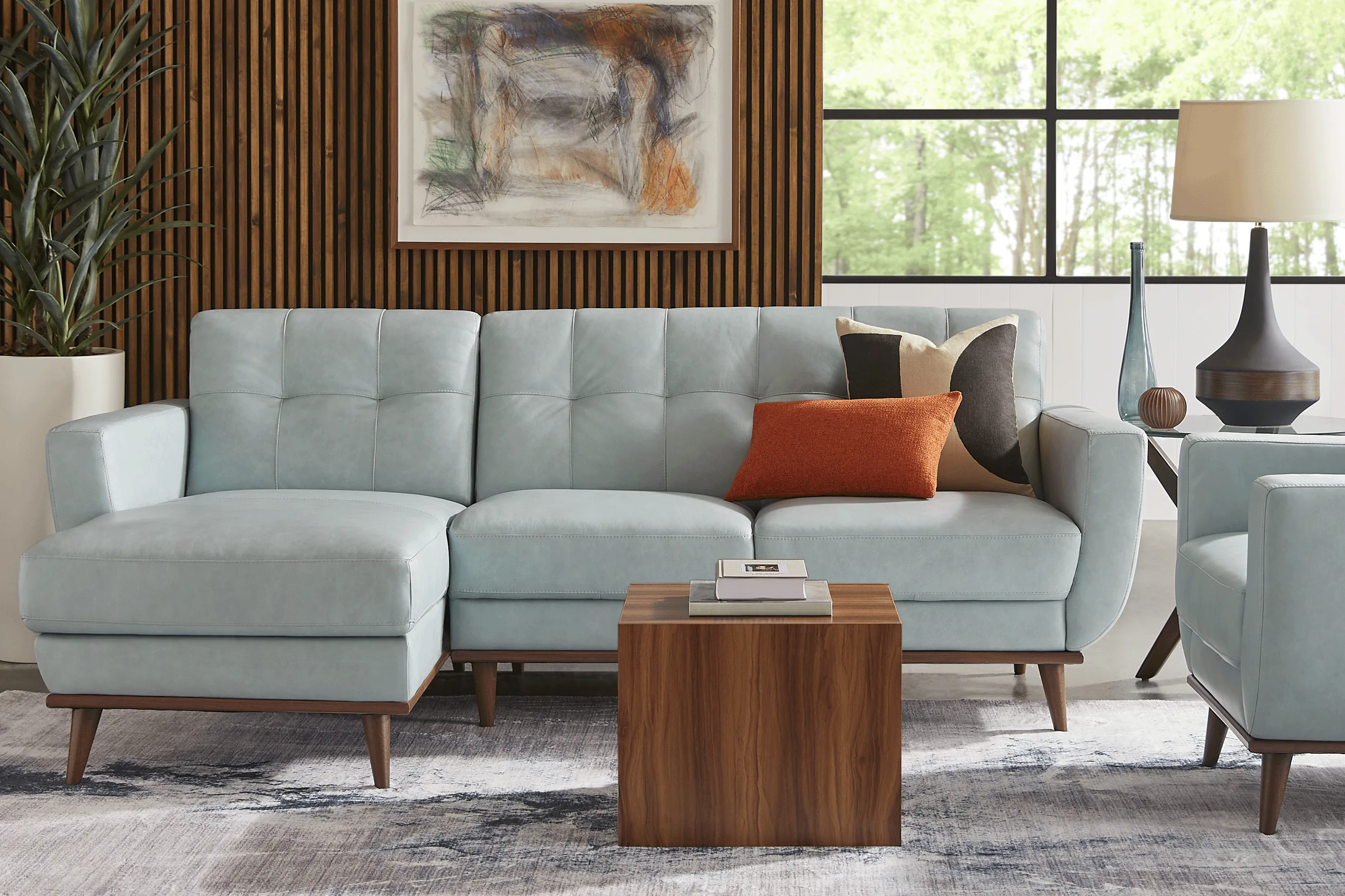 Pressly Place Sky Leather 2 Pc Sectional - Thumbnail - Image 2