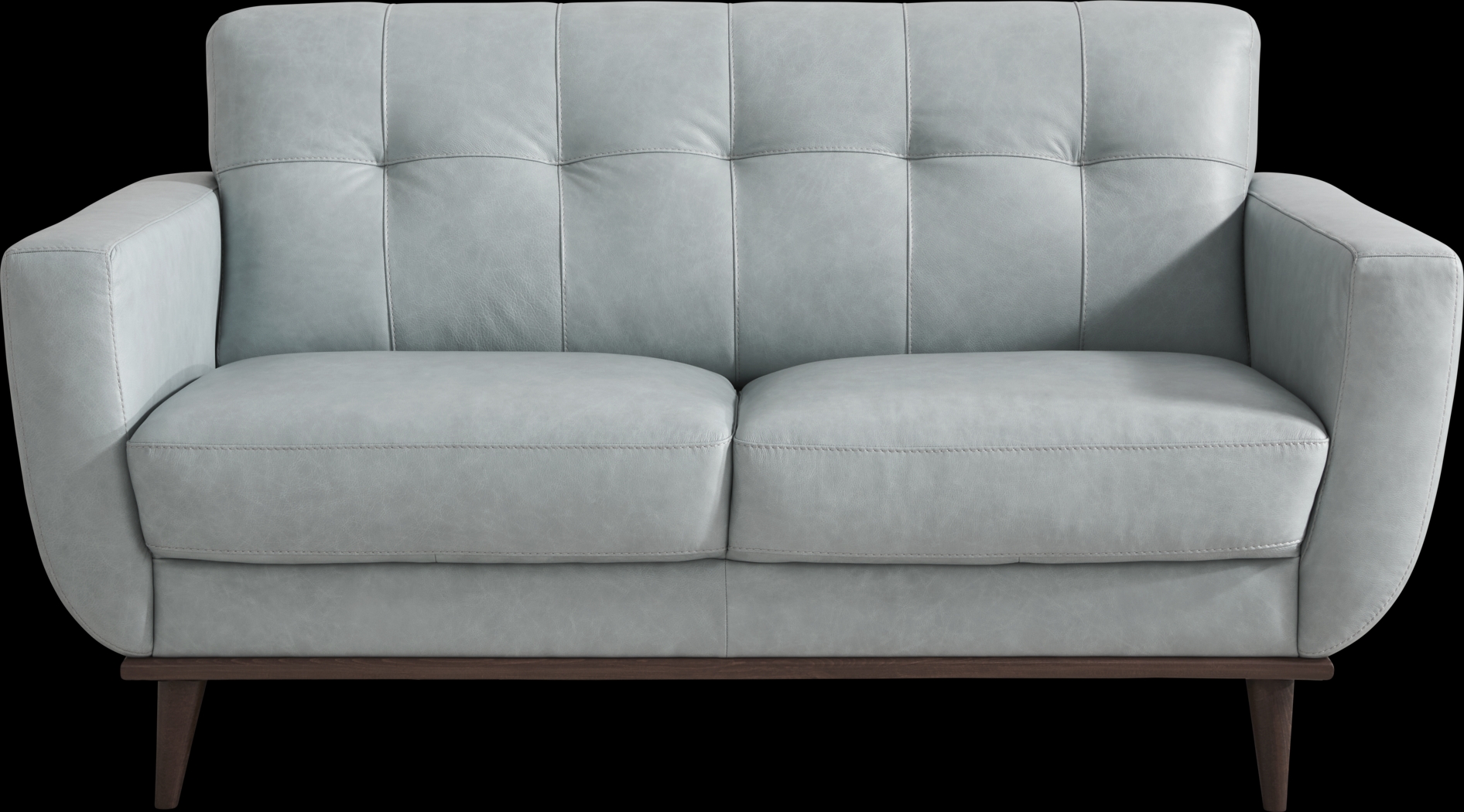 Pressly Place Sky Leather Loveseat - Thumbnail - Image 1