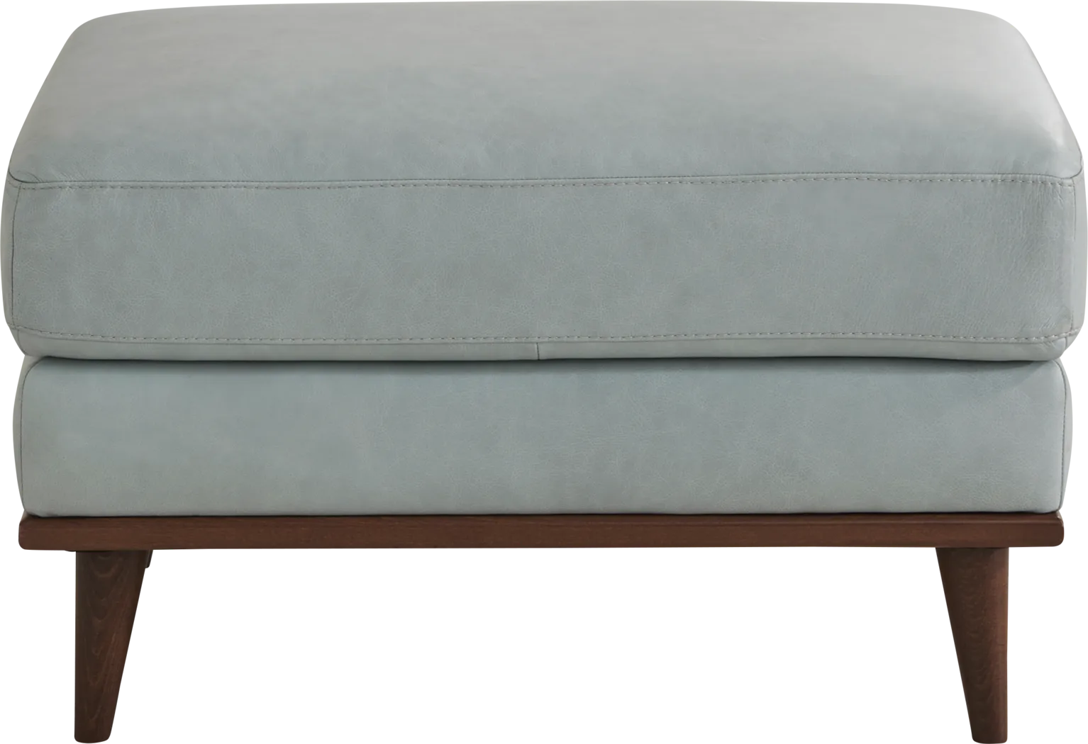 Pressly Place Sky Leather Ottoman - Thumbnail - Image 2