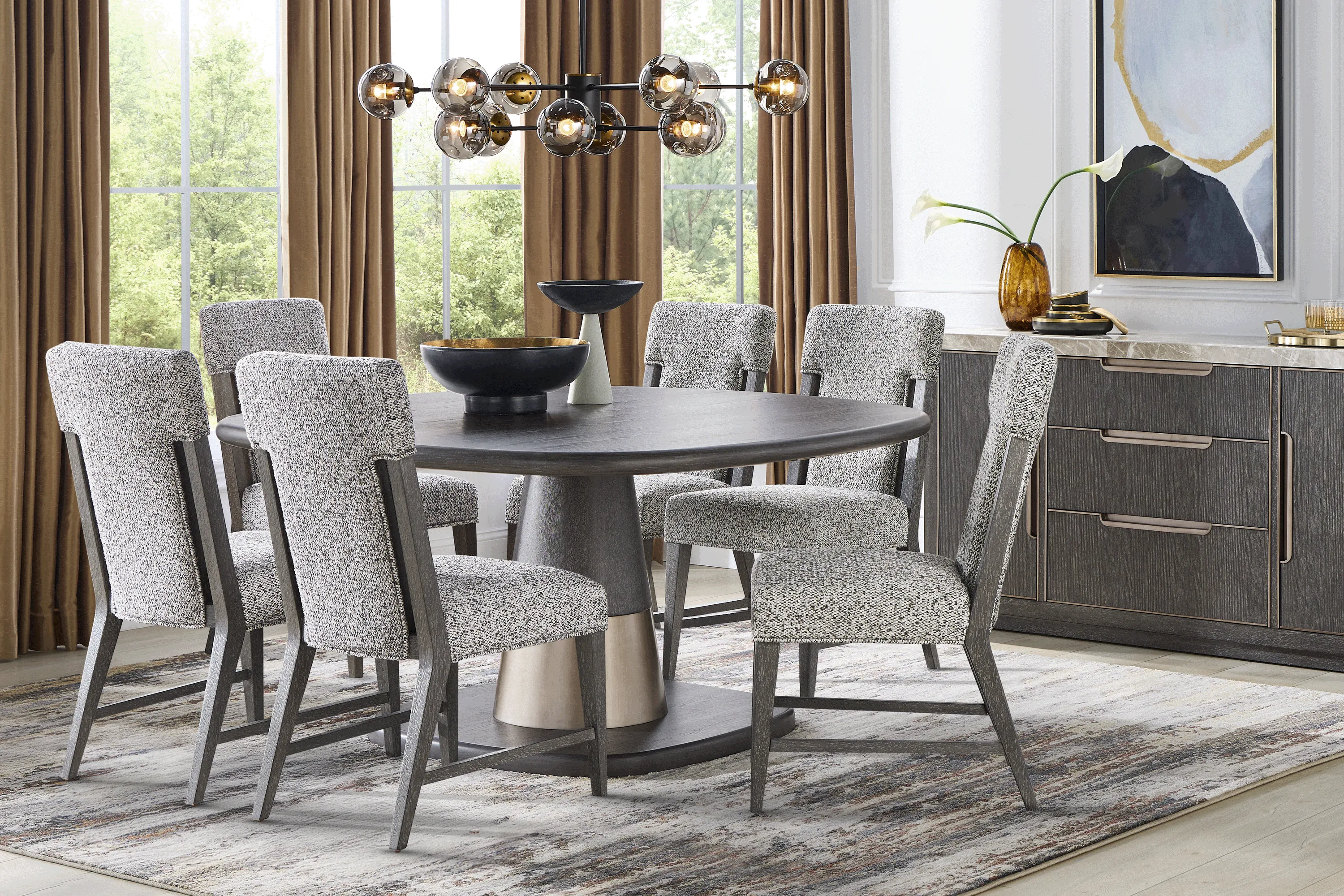 Preston Heights Gray 7 Pc Round Dining Room - Thumbnail - Image 1