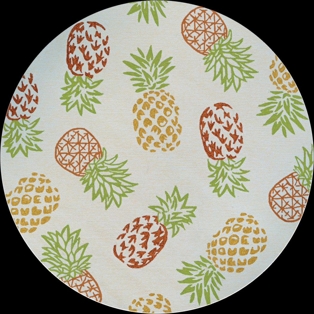 Prickly Pineapple Beige 7'10 Indoor/Outdoor Round Rug - Thumbnail - Image 1