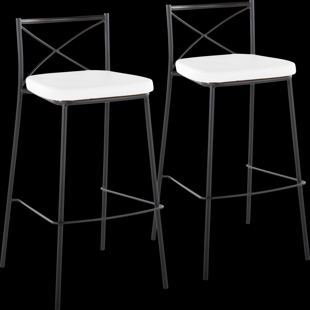 Prienwood White Barstool, Set of 2 - Thumbnail - Image 1