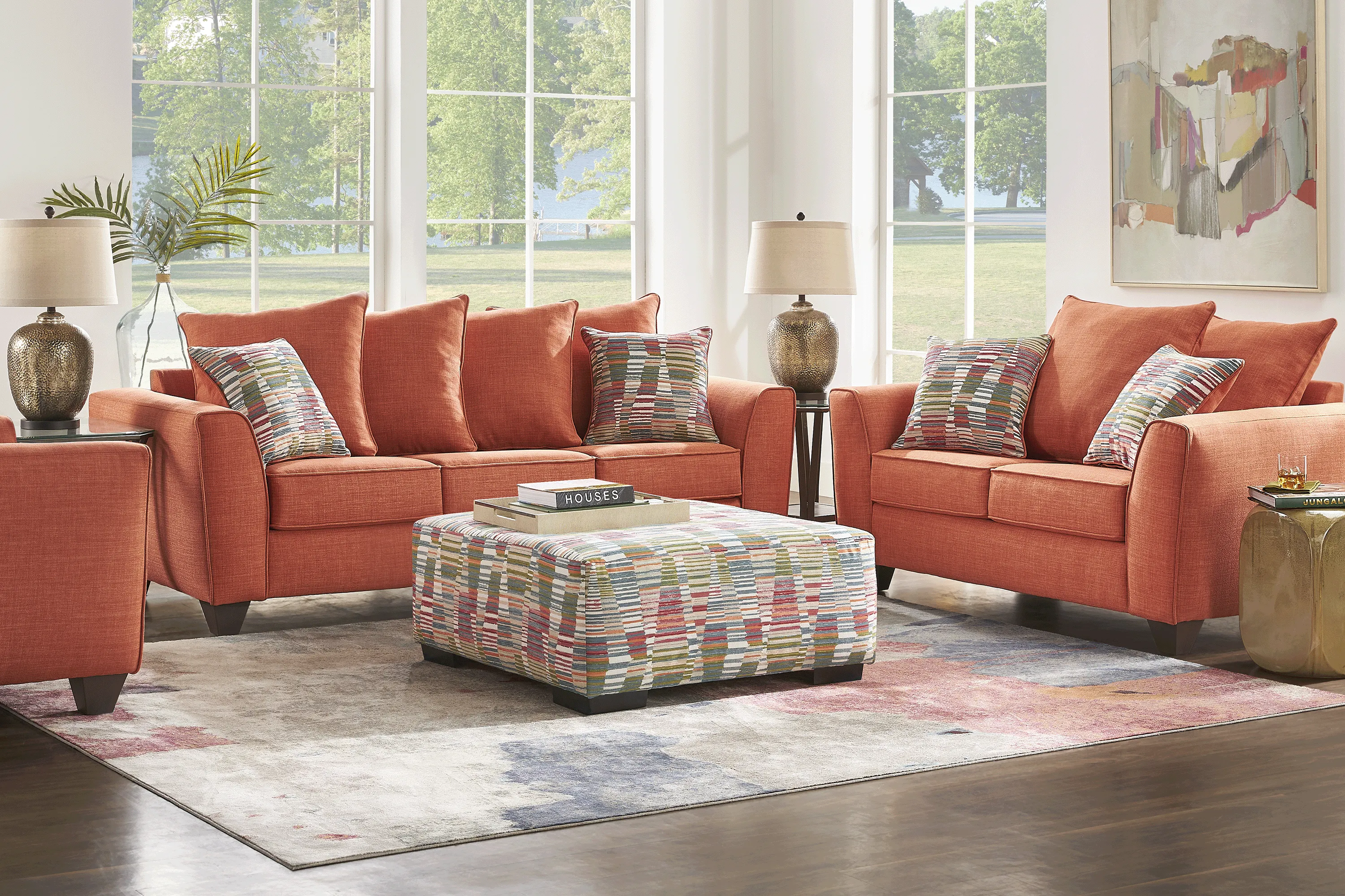 Primwell Place Orange Loveseat - Thumbnail - Image 2