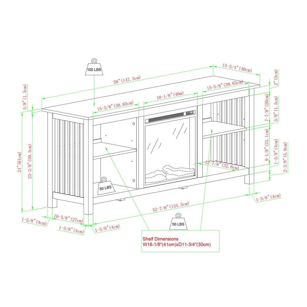 Primwood Driftwood 58 in. Console, With Electric Fireplace - Thumbnail - Image 7