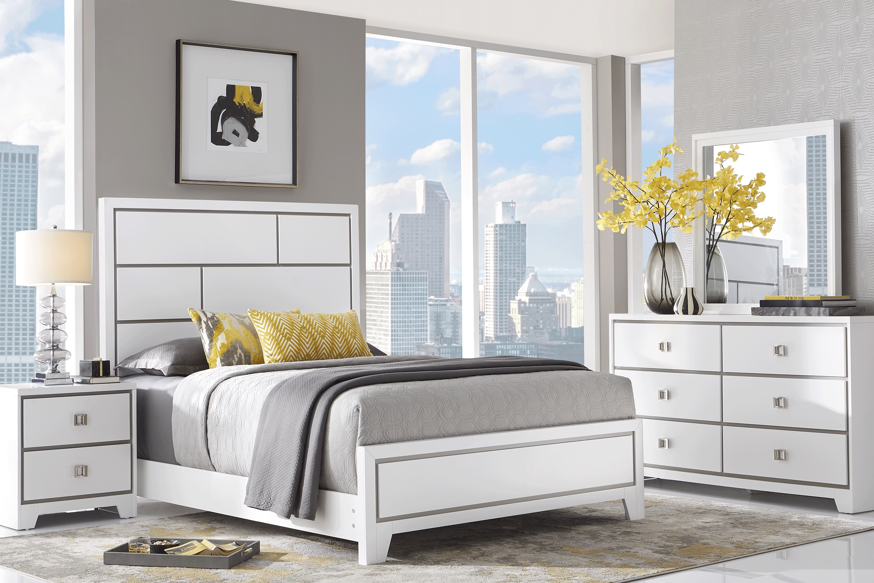 Princeton Hall White 5 Pc King Bedroom - Thumbnail - Image 1