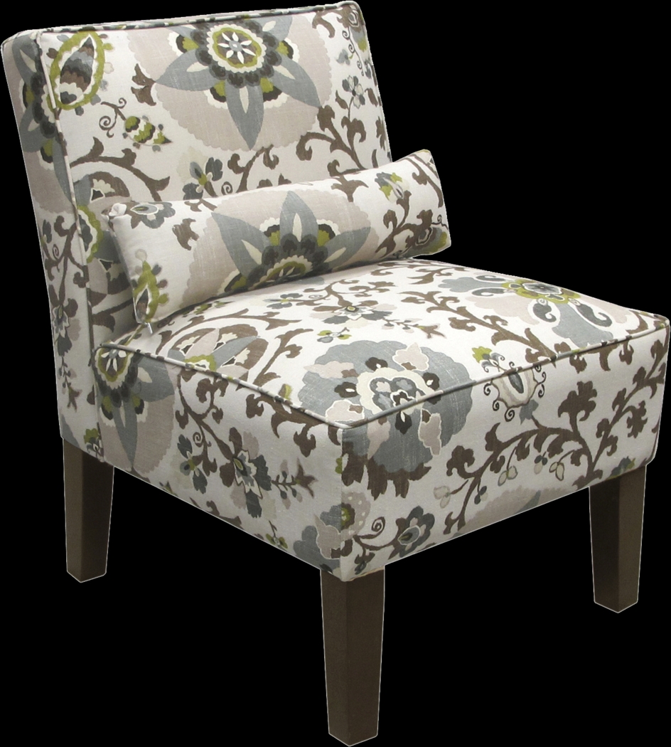 Printer Park Gray Floral Armless Chair - Thumbnail - Image 1