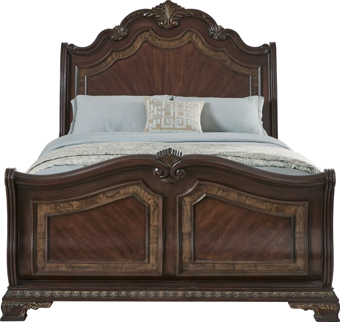 Priscilla Brown Cherry 7 Pc King Sleigh Bedroom - Thumbnail - Image 3