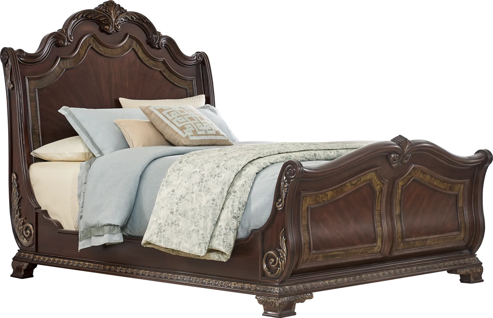 Priscilla Brown Cherry 7 Pc King Sleigh Bedroom - Thumbnail - Image 2