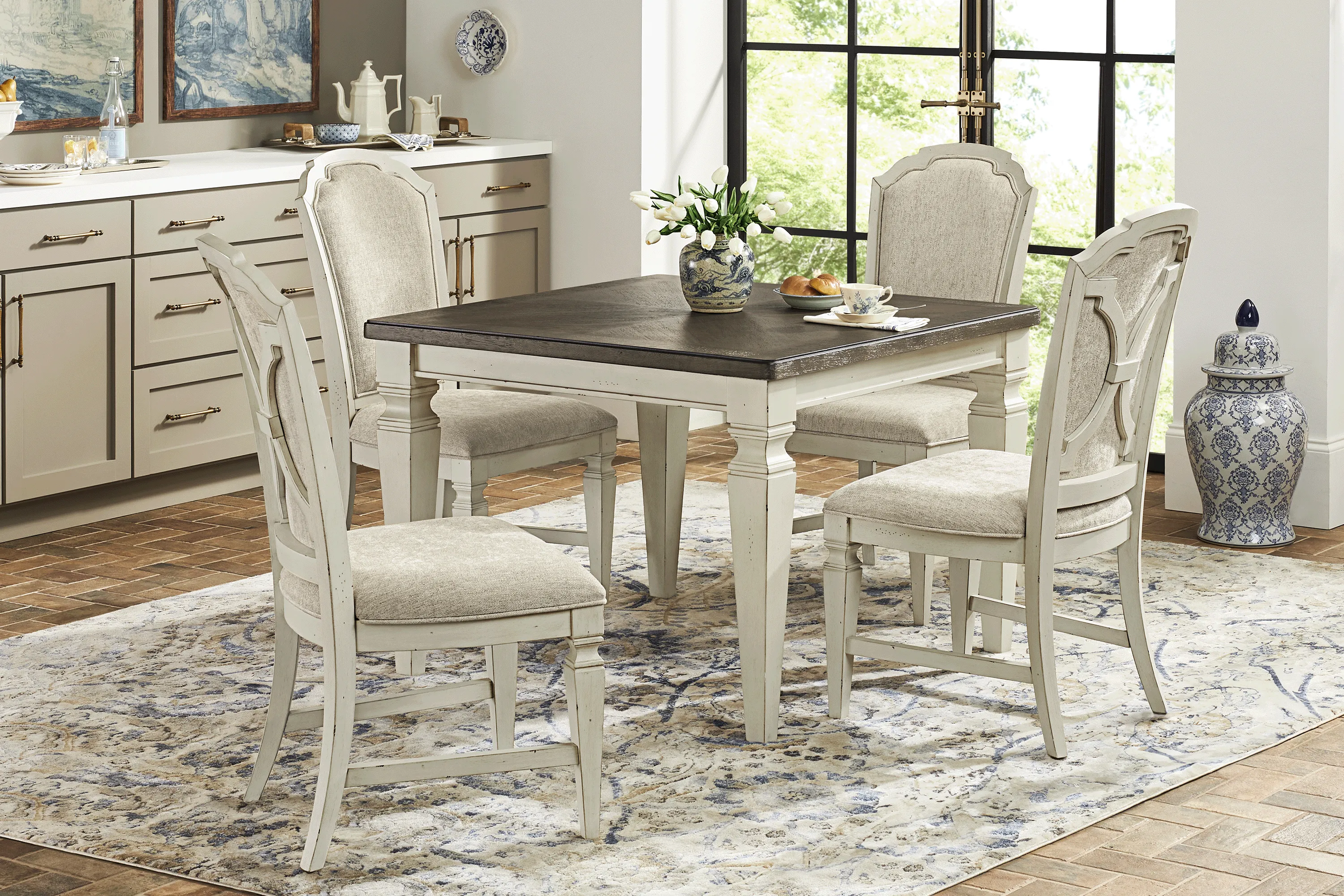 Provence White Upholstered Side Chairs - Thumbnail - Image 2