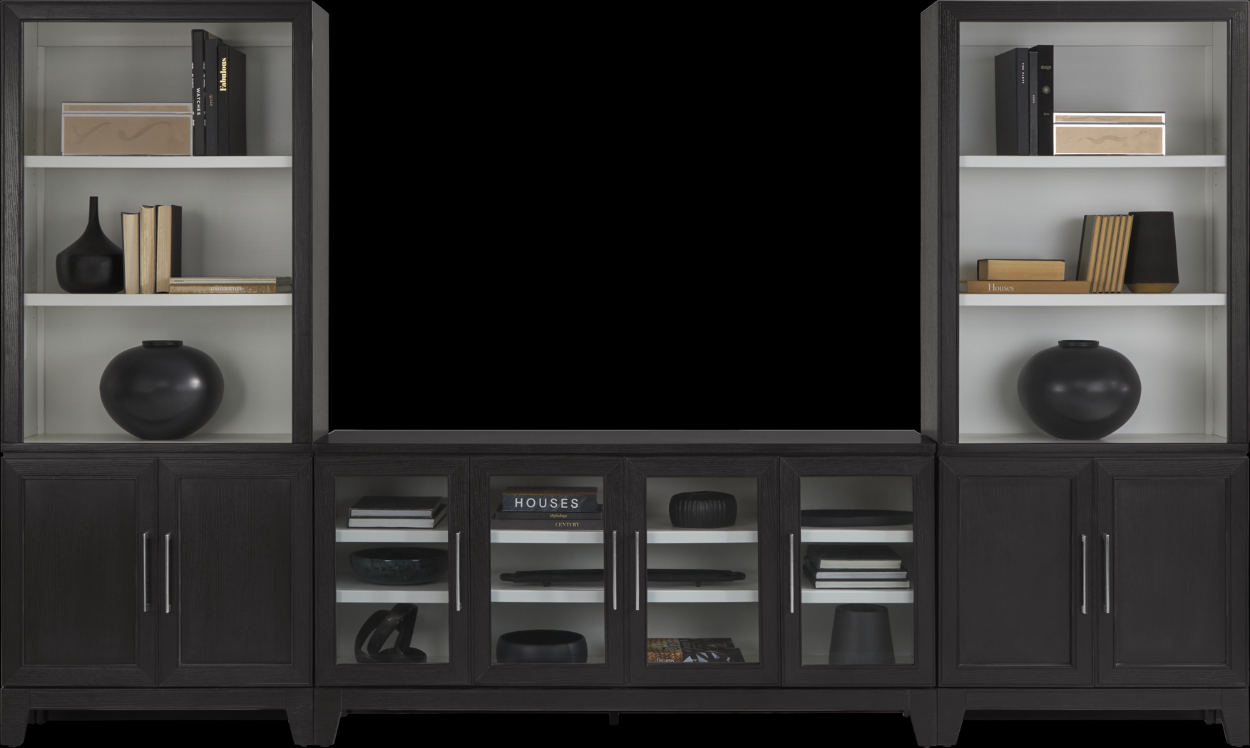 Providence Estates Black 3 Pc Wall Unit with 65 in. Console - Thumbnail - Image 2