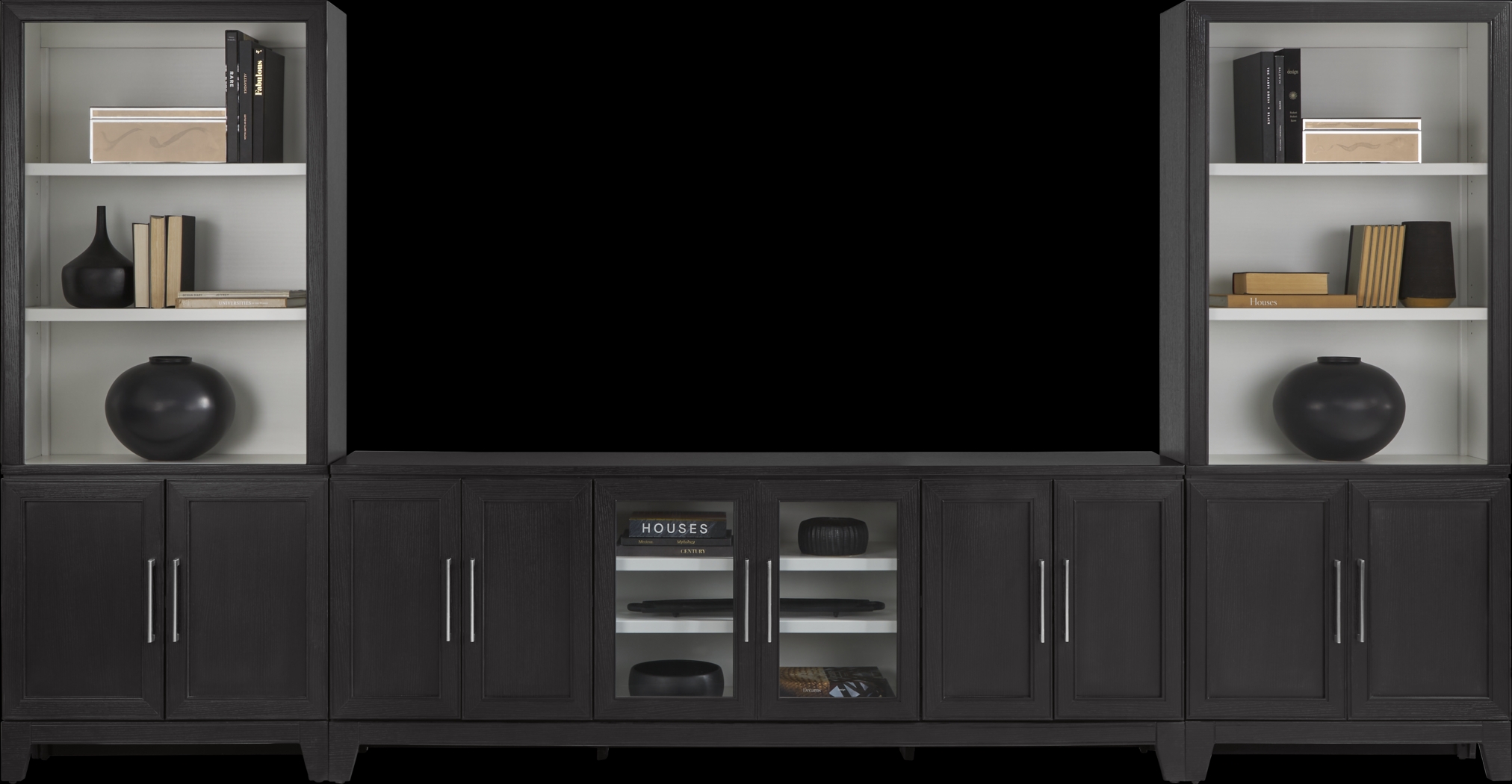 Providence Estates Black 3 Pc Wall Unit with 86 in. Console - Thumbnail - Image 2