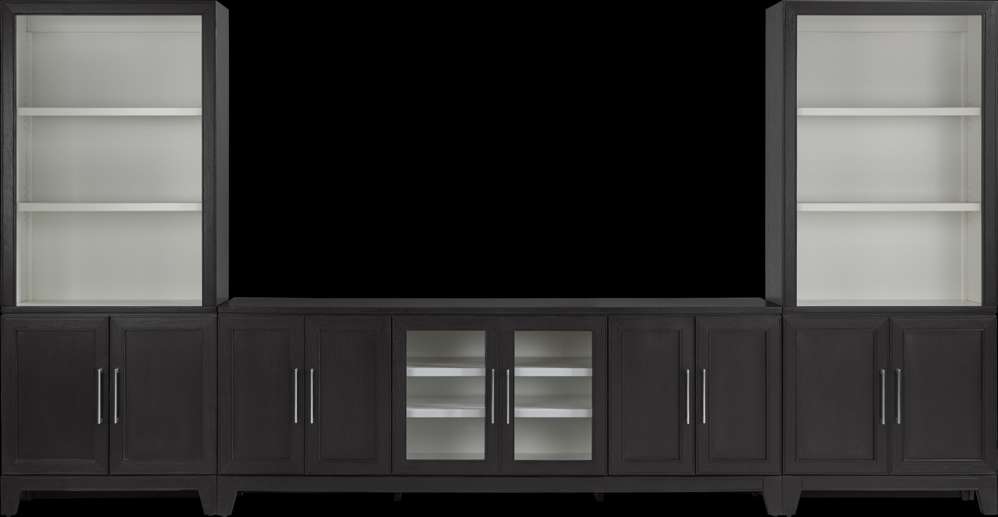 Providence Estates Black 3 Pc Wall Unit with 86 in. Console - Thumbnail - Image 1