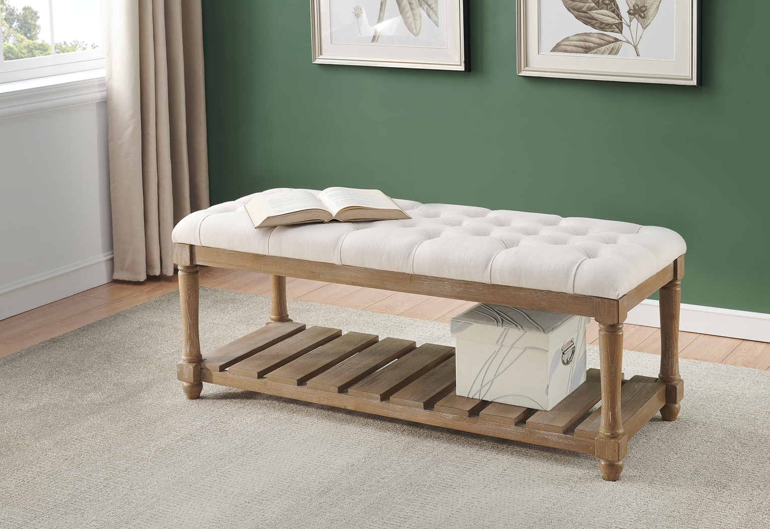 Provost Cream Accent Bench - Thumbnail - Image 4