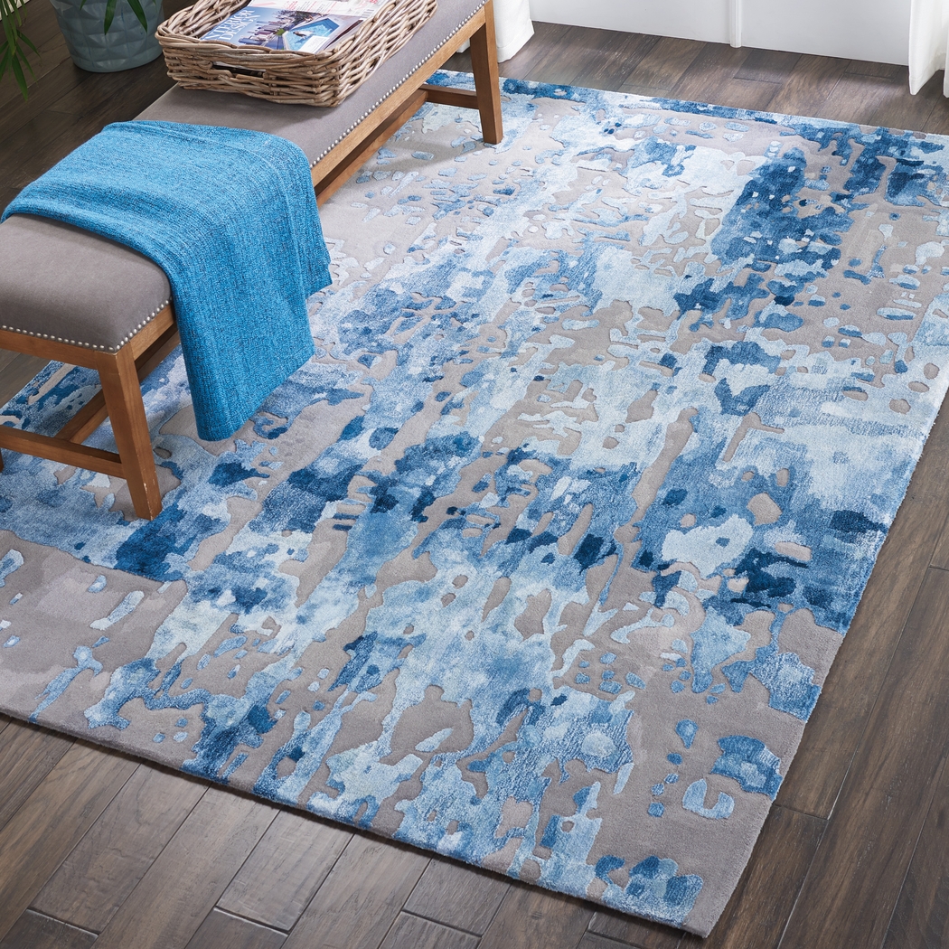 Pruzor Blue/Gray 5'6 x 7'5 Rug - Thumbnail - Image 5