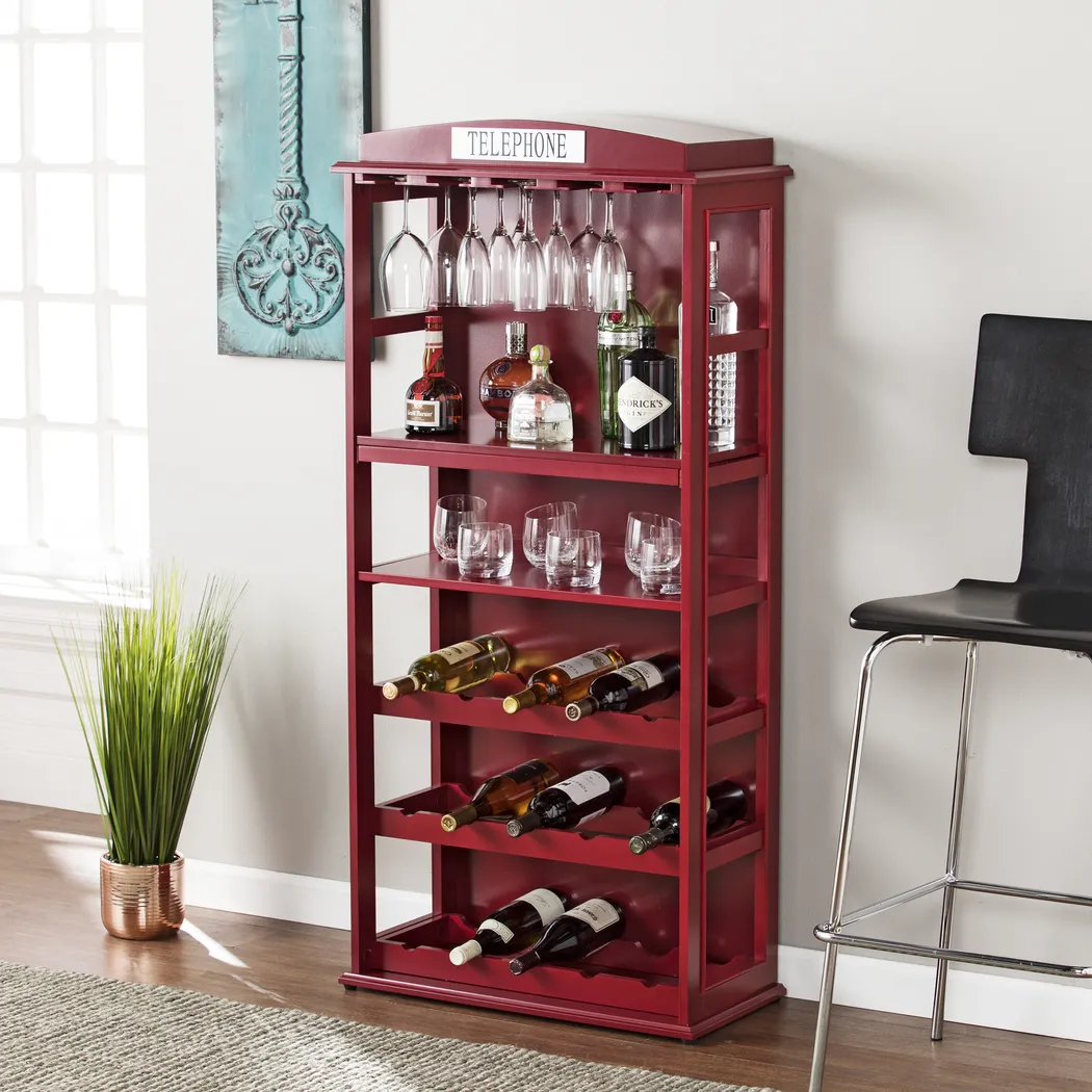 Pulford Burgundy Bar Cabinet - Thumbnail - Image 2
