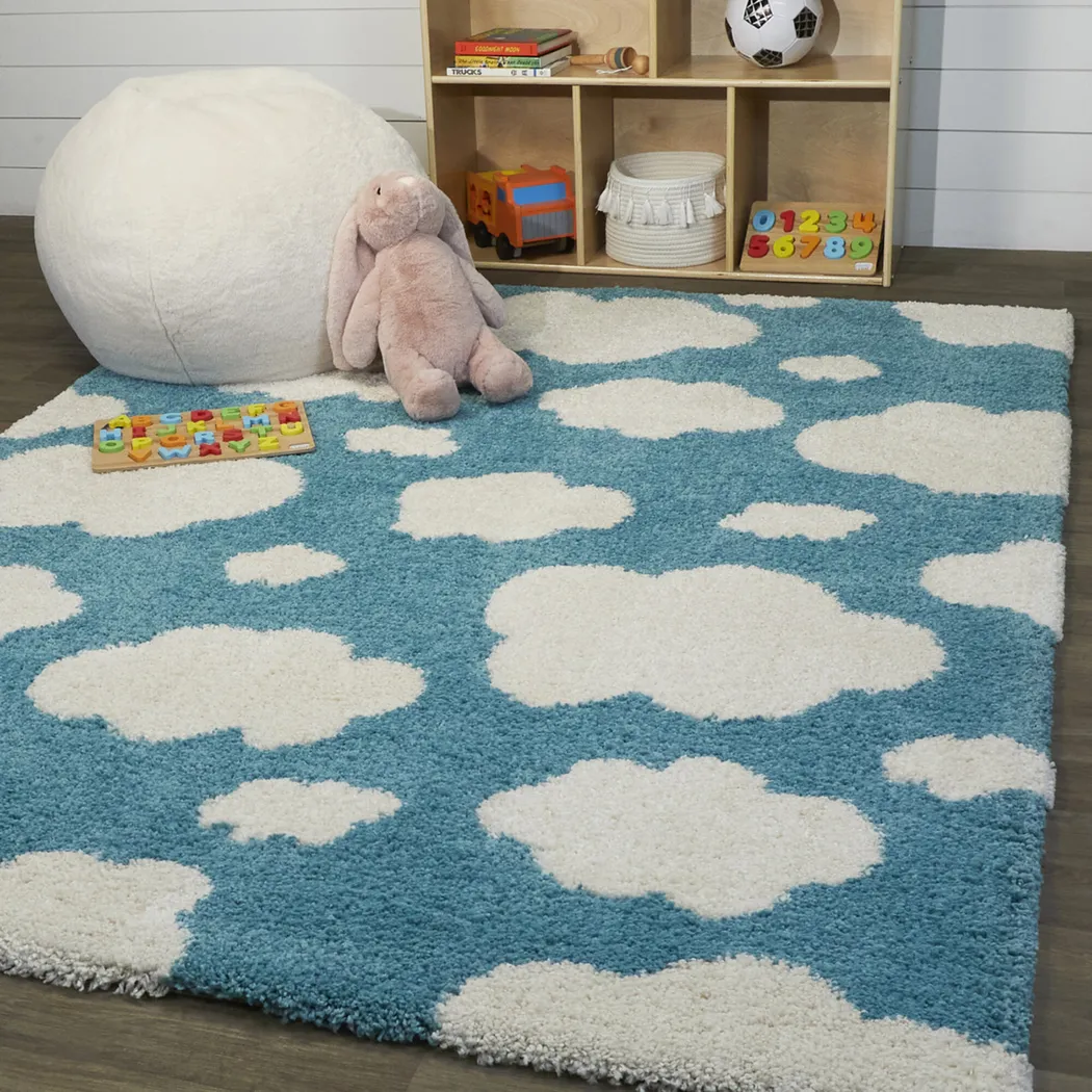 Kids Fluffy Skies Blue 5'3 x 7' Rug - Thumbnail - Image 5
