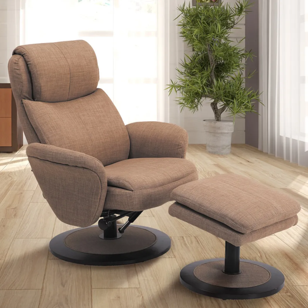 Purley Taupe Swivel Recliner & Ottoman - Thumbnail - Image 2