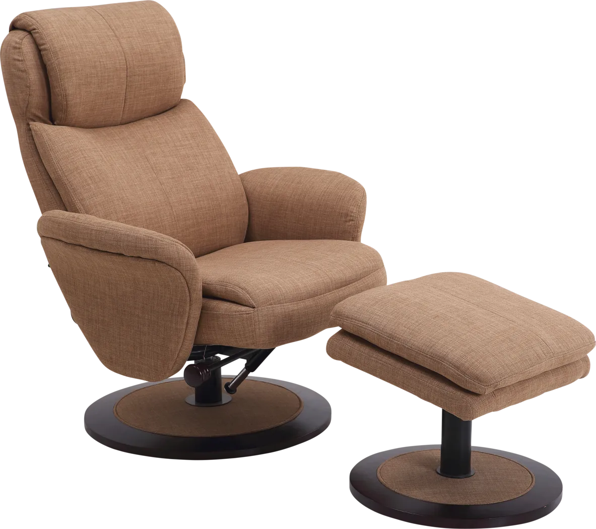 Purley Taupe Swivel Recliner & Ottoman - Thumbnail - Image 1