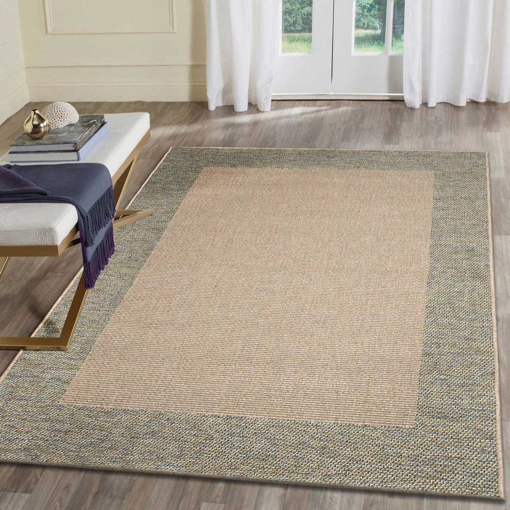 Qarray Blue 5'3 x 7'3 Indoor/Outdoor Rug - Thumbnail - Image 2