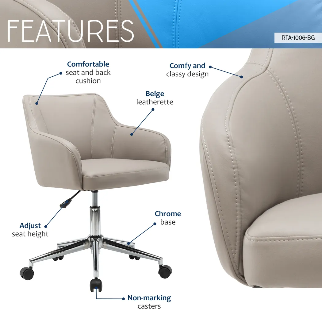 Qarro Beige Office Chair - Thumbnail - Image 3
