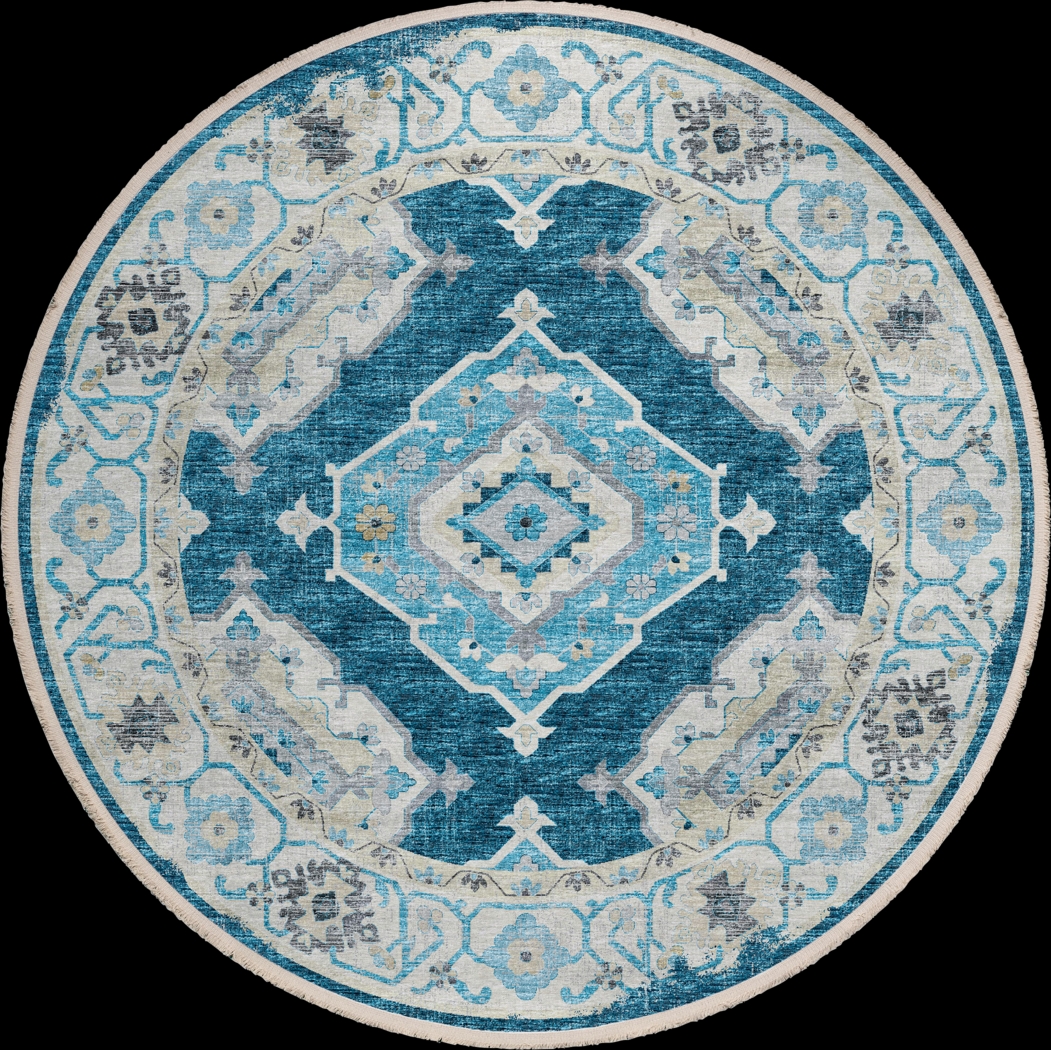 Quandry Blue 8' Round Rug - Thumbnail - Image 1