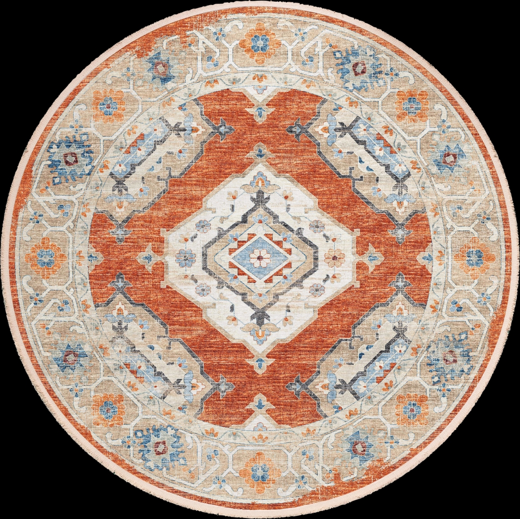 Quandry Red 8' Round Rug - Thumbnail - Image 1