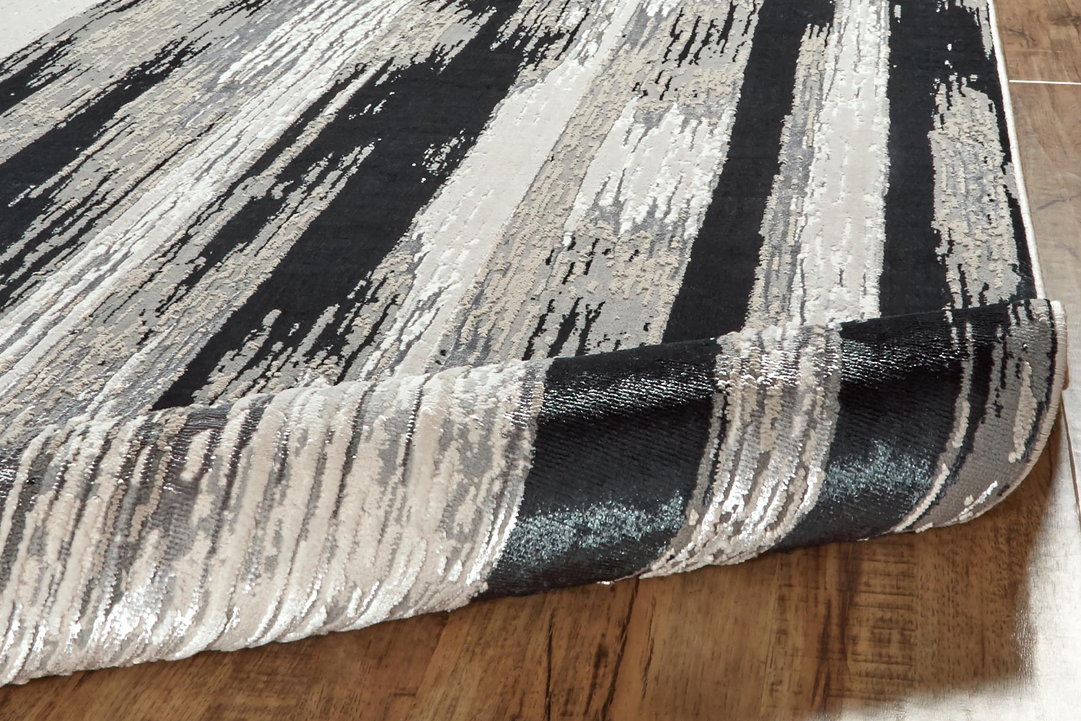 Radio Waves Black 5' x 8' Rug - Thumbnail - Image 2