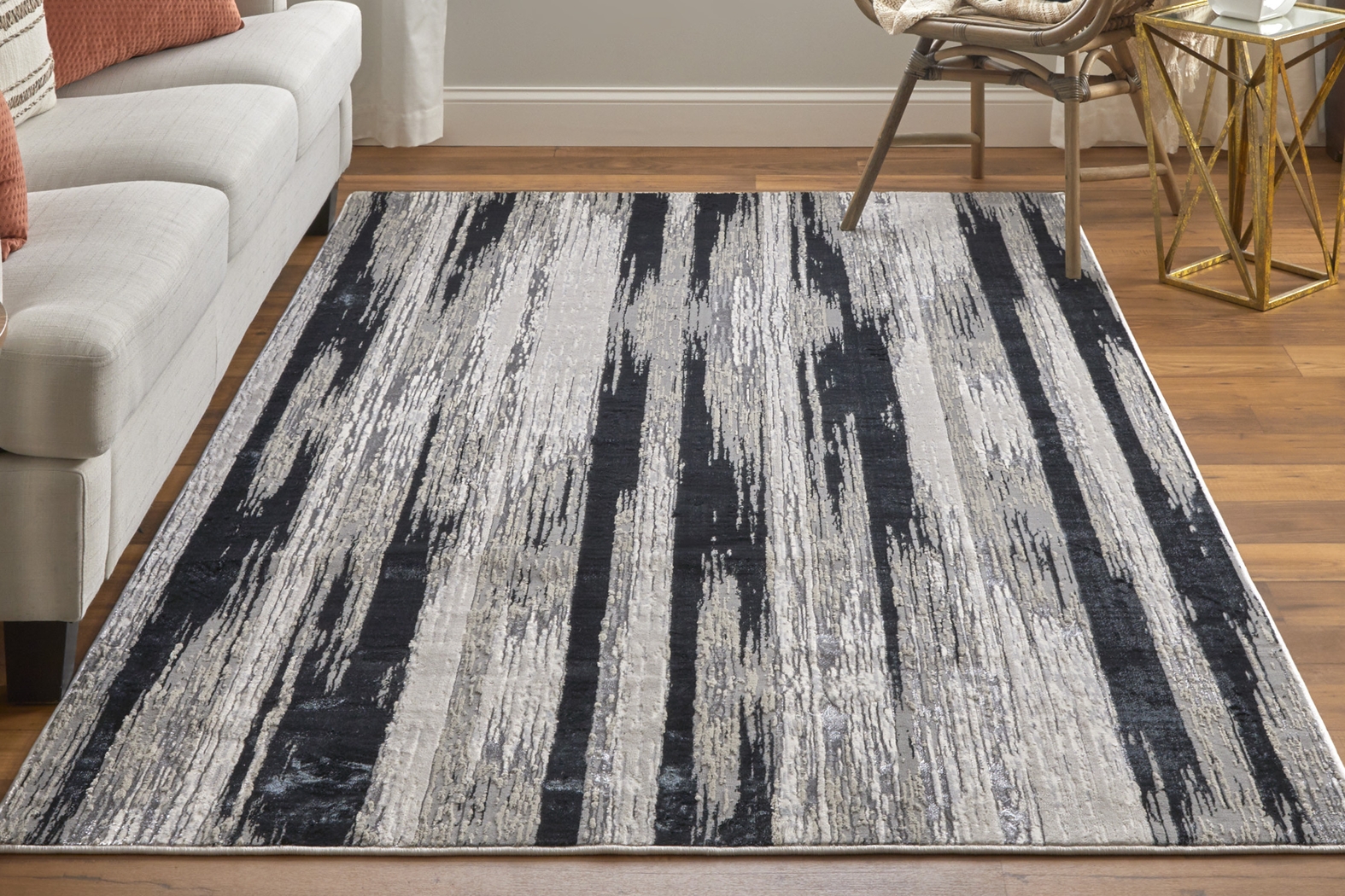 Radio Waves Black 5' x 8' Rug - Thumbnail - Image 6