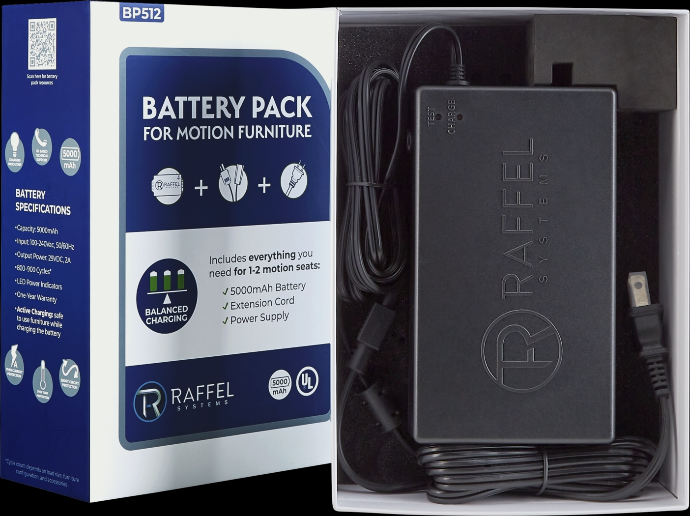 Raffel Black Rechargeable Battery Pack for Motion Furniture - Thumbnail - Image 1