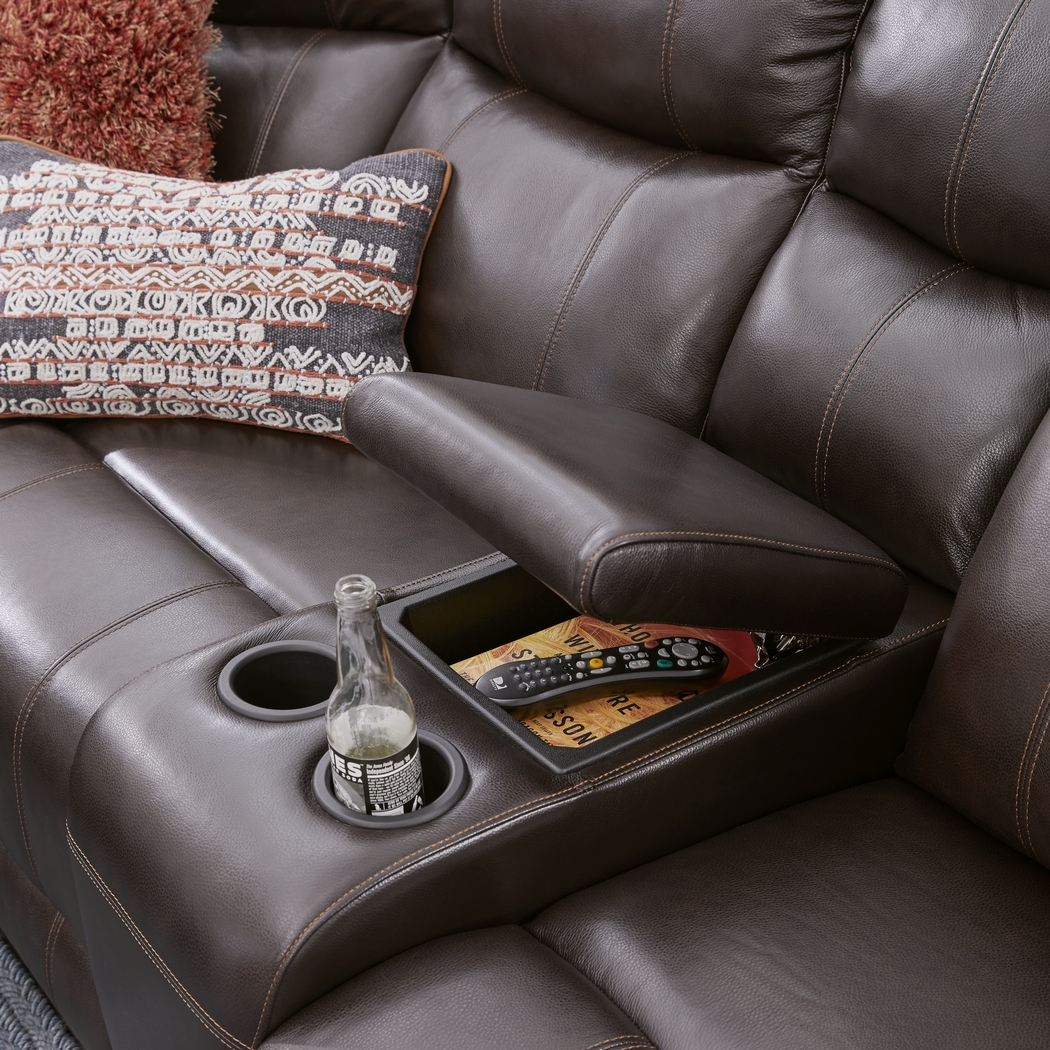 Ragili Dark Brown Leather 3 Pc Sectional - Thumbnail - Image 4