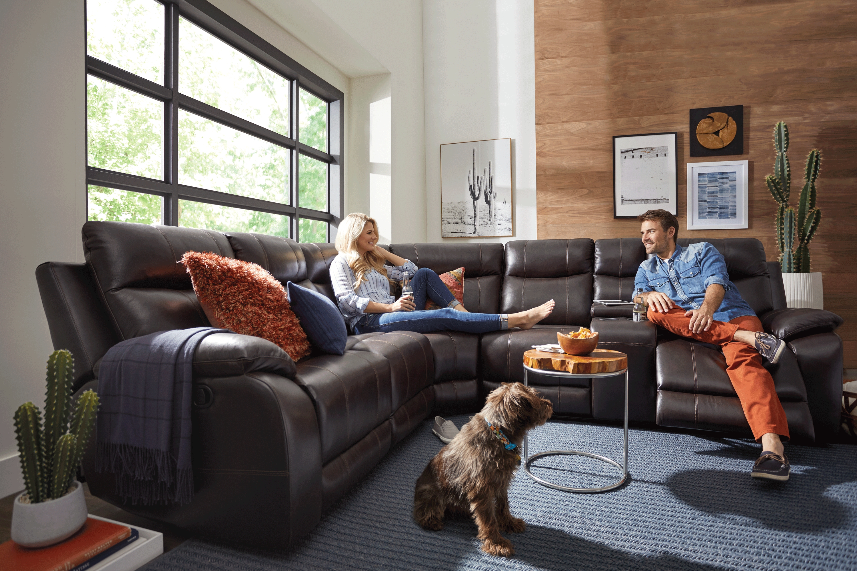 Ragili Dark Brown Leather 3 Pc Sectional - Thumbnail - Image 2