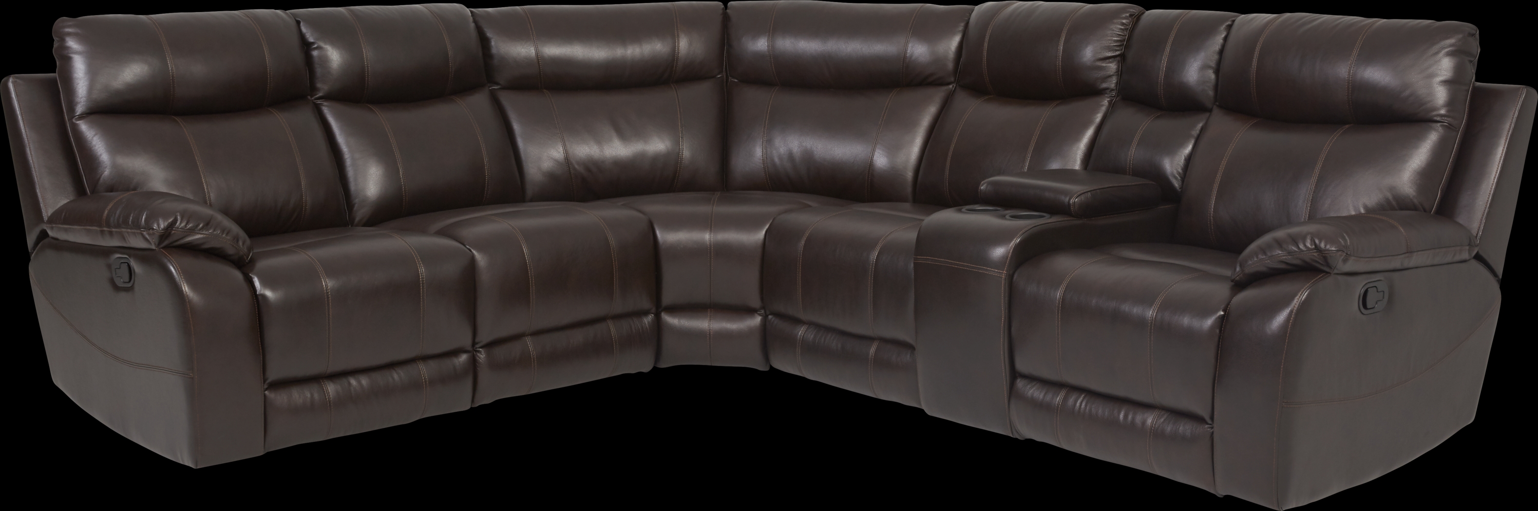 Ragili Dark Brown Leather 3 Pc Sectional - Thumbnail - Image 1