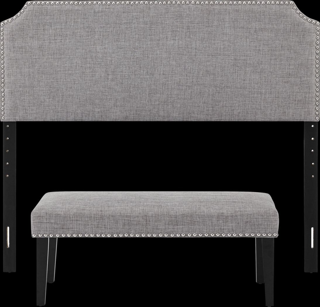 Ragsdale Gray Queen Upholstered Headboard and Bench - Thumbnail - Image 1
