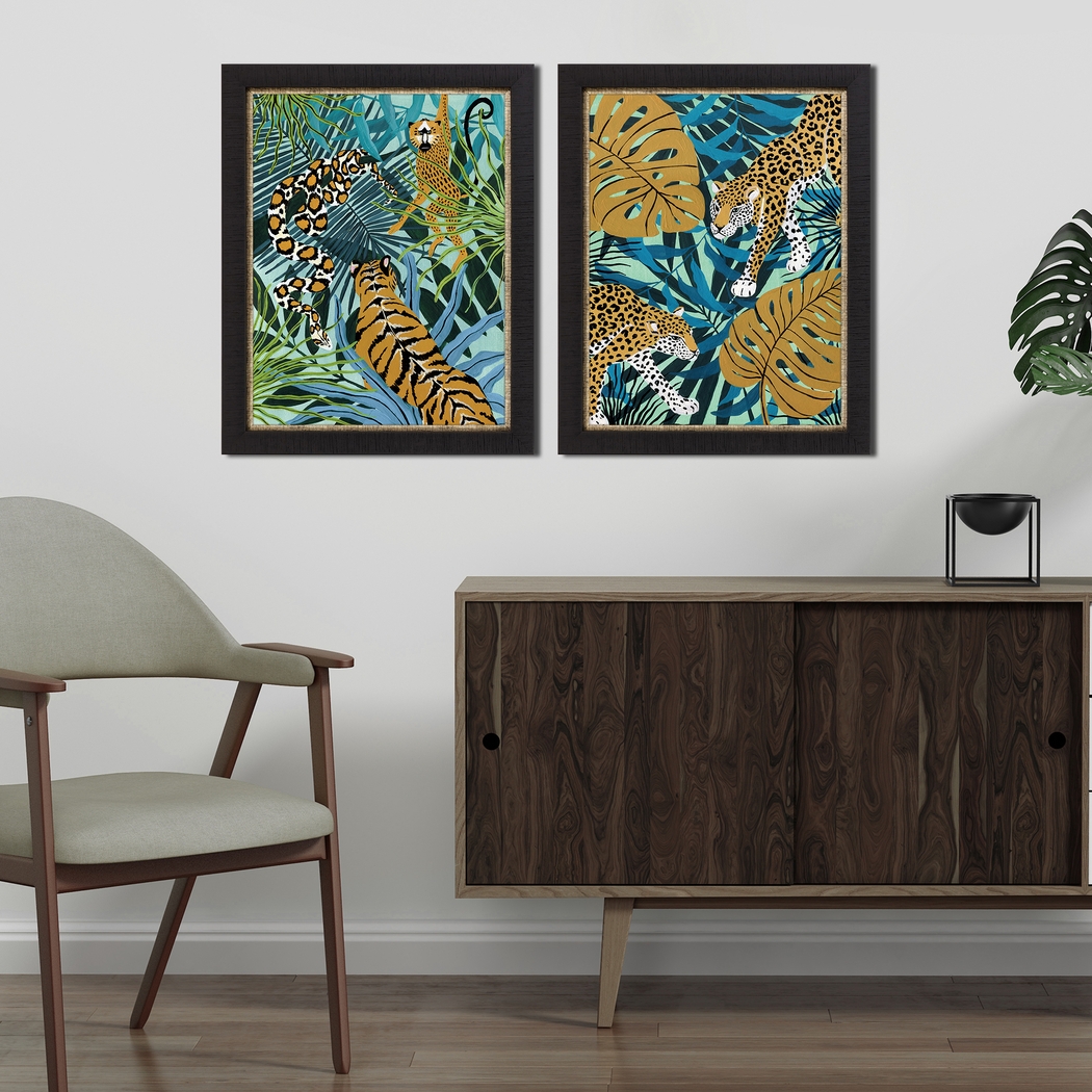 Rainforest Scene Blue Framed Artwork, Set of 2 - Thumbnail - Image 2