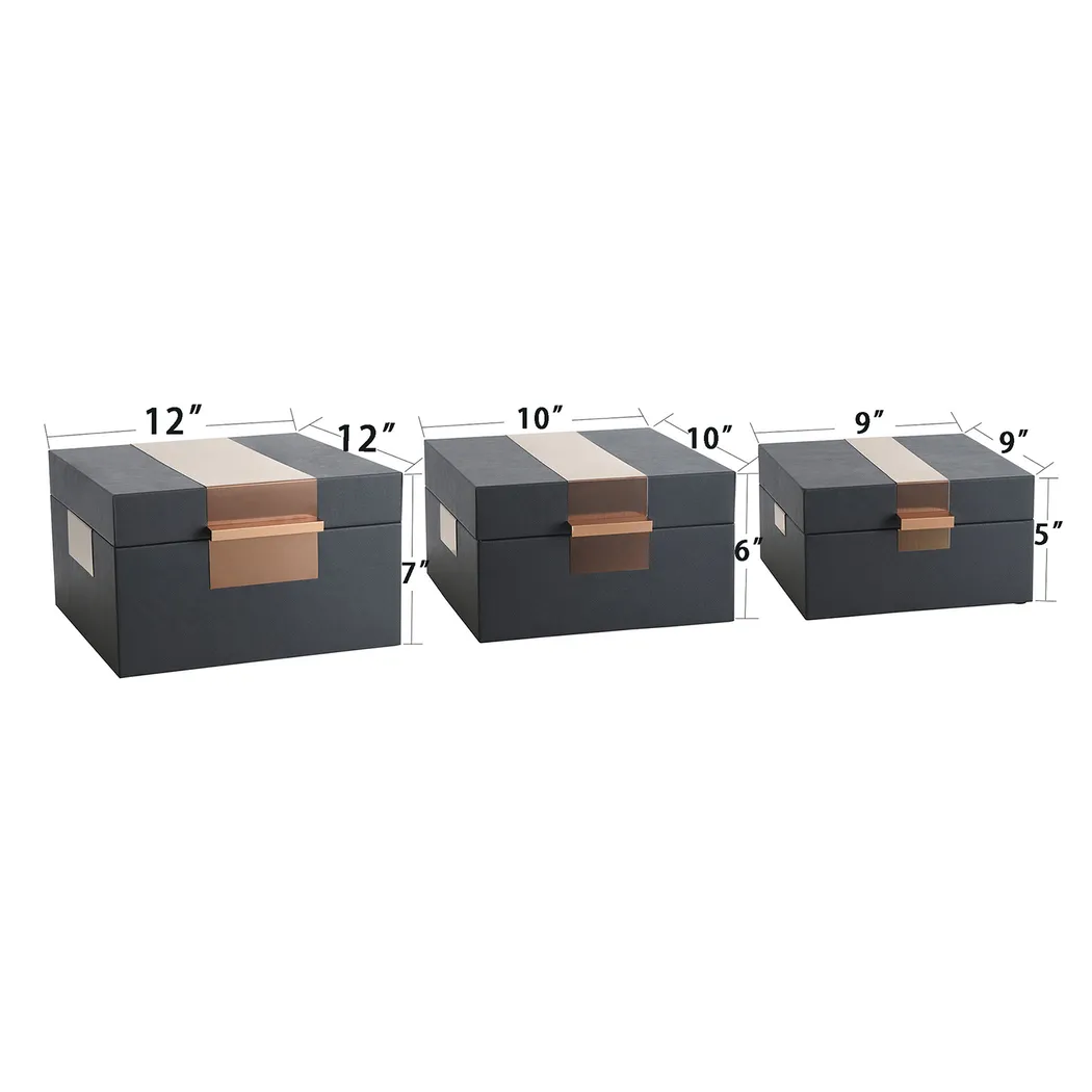 Ramila Charcoal Decorative Box, Set of 3 - Thumbnail - Image 7