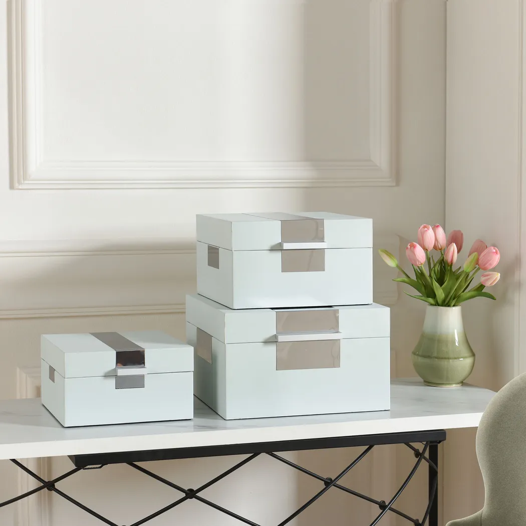 Ramila Light Blue Decorative Box, Set of 3 - Thumbnail - Image 2