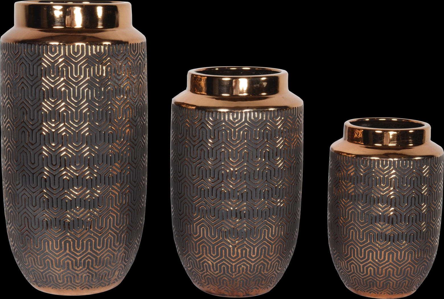 Ramla Gold Vase, Set of 3 - Thumbnail - Image 1