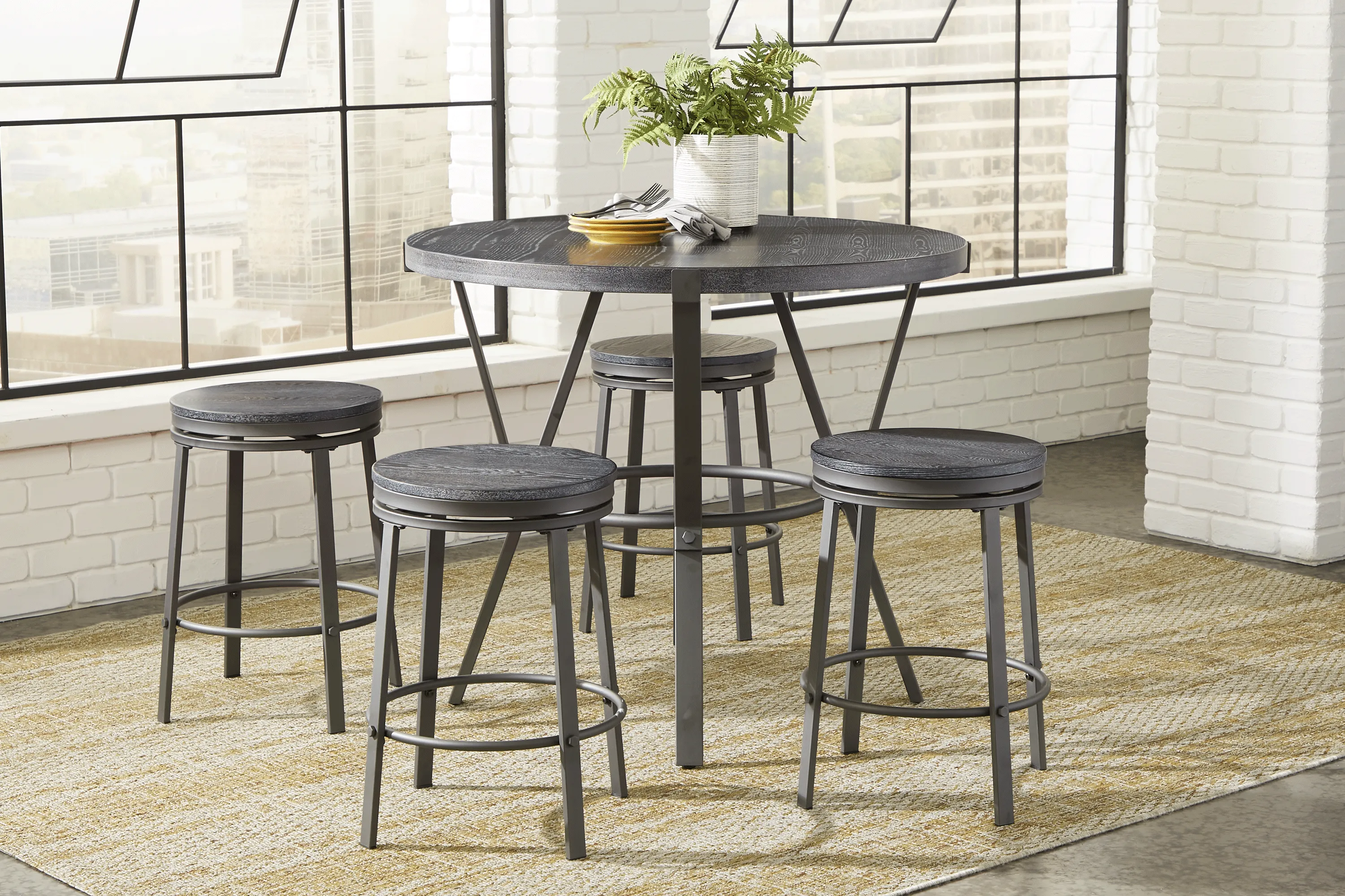 Ramona Gray 3 Pc Counter Height Dining Set - Thumbnail - Image 1