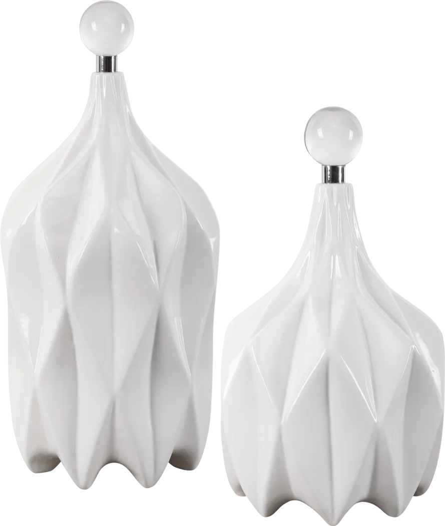 Randen White Decor Bottle, Set of 2 - Thumbnail - Image 1