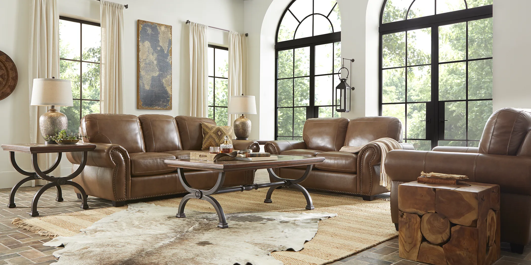 Rapallo Saddle Leather 5 Pc Living Room - Thumbnail - Image 1