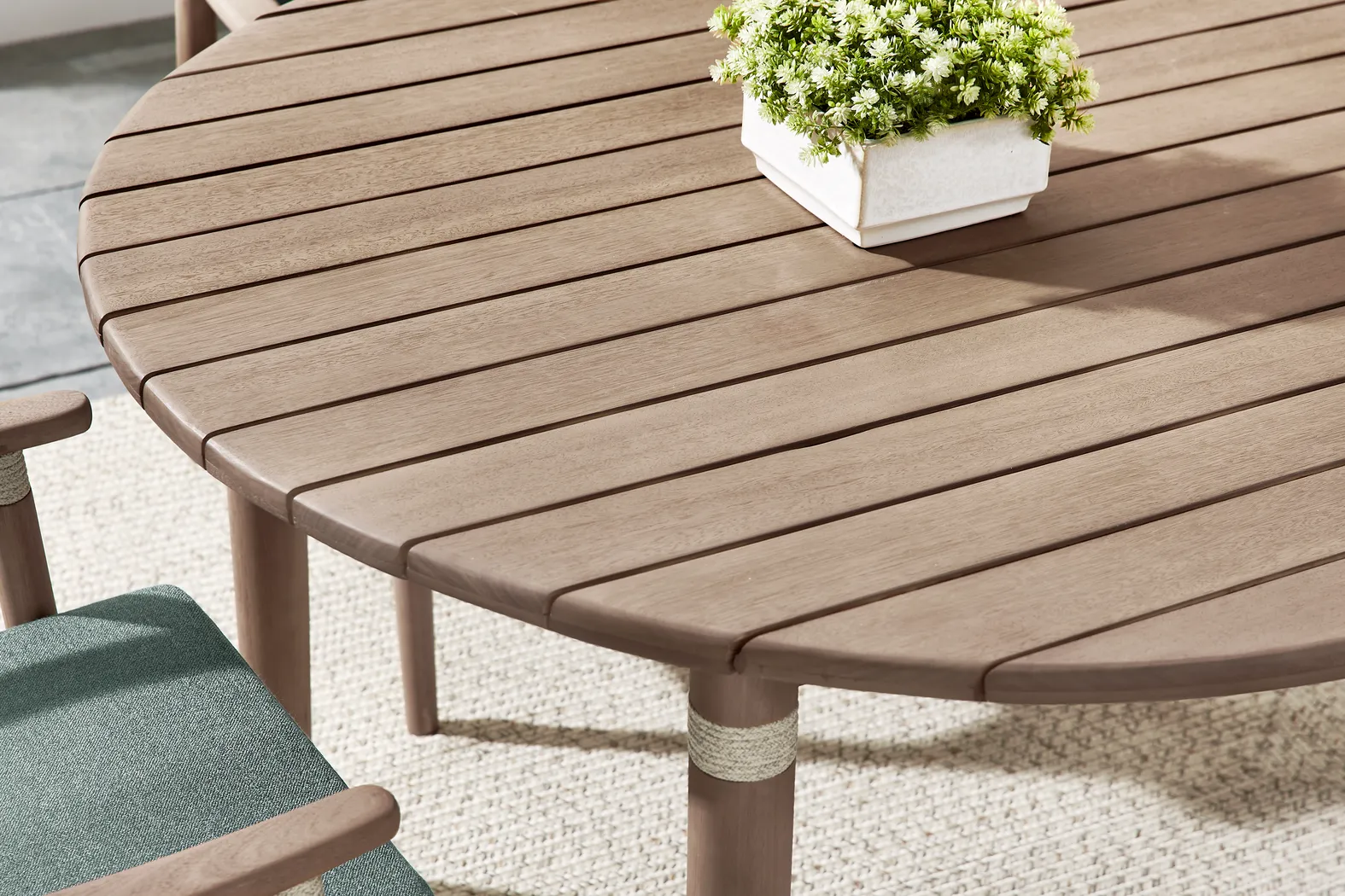 Raphina Gray 5 Pc 47 in. Round Outdoor Dining Set with Jungle Cushions - Thumbnail - Image 3