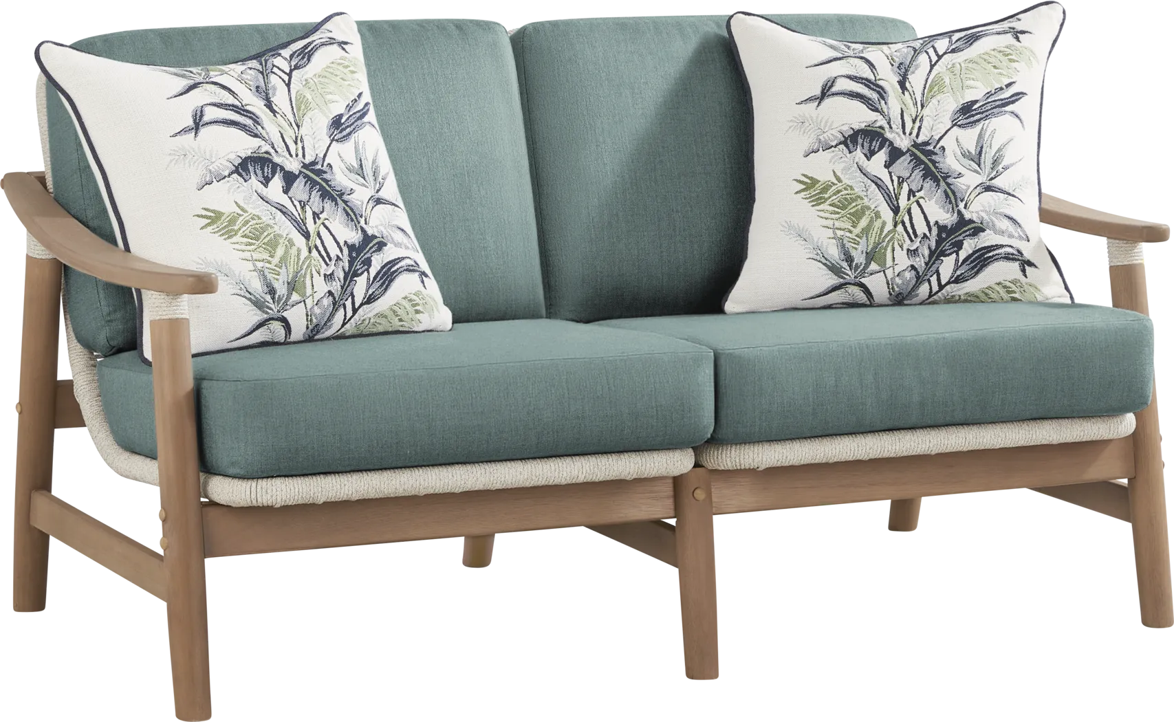Raphina Gray 4 Pc Outdoor Loveseat Seating Set with Jungle Cushions - Thumbnail - Image 3