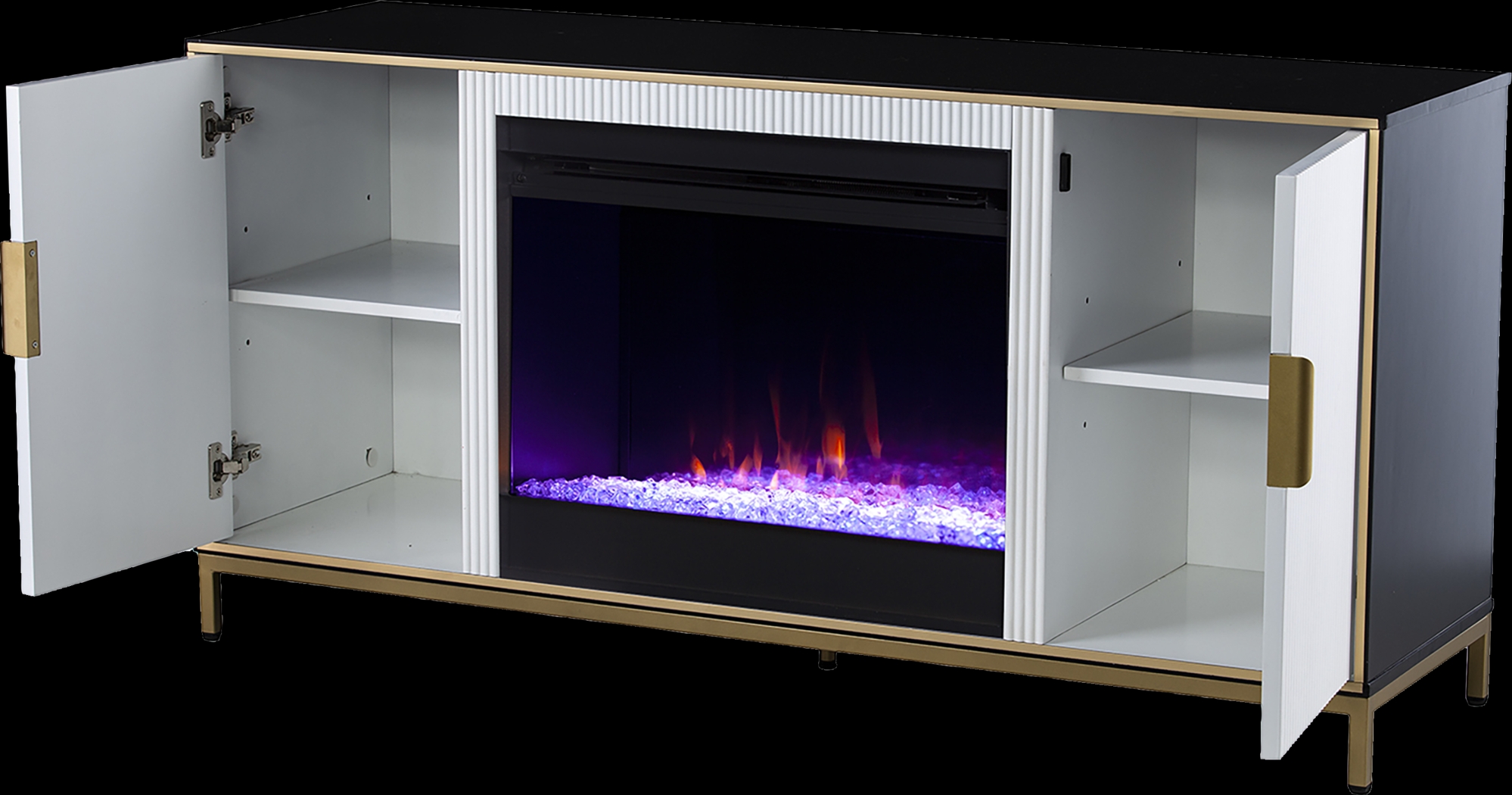Rascher I White 54 in. Console, With Color Changing Electric Fireplace - Thumbnail - Image 3