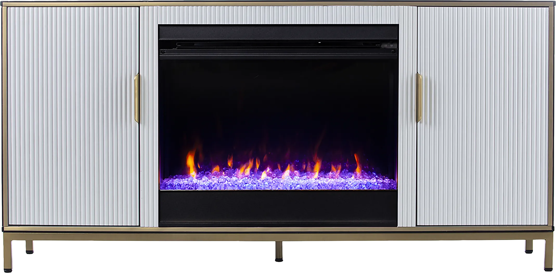 Rascher I White 54 in. Console, With Color Changing Electric Fireplace - Image 7