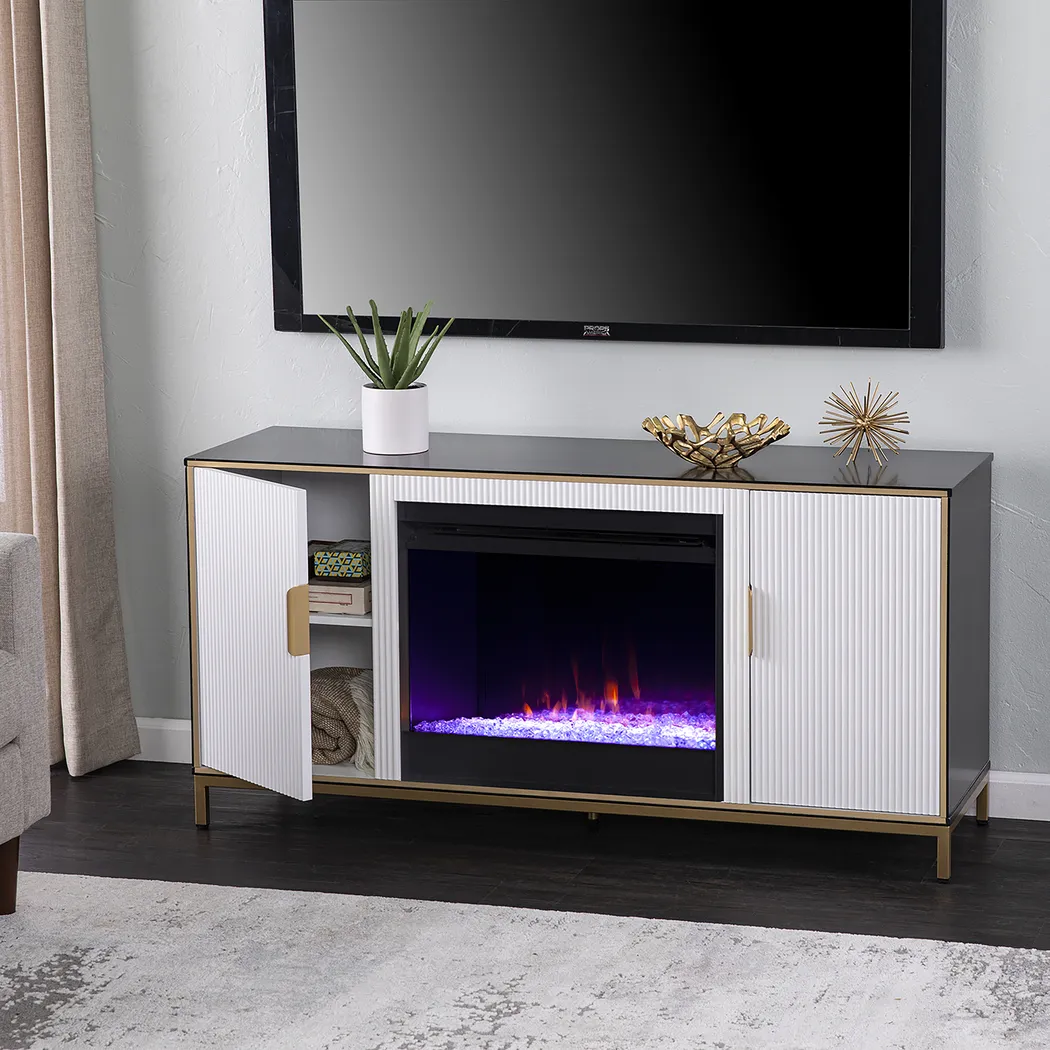 Rascher I White 54 in. Console, With Color Changing Electric Fireplace - Image 8