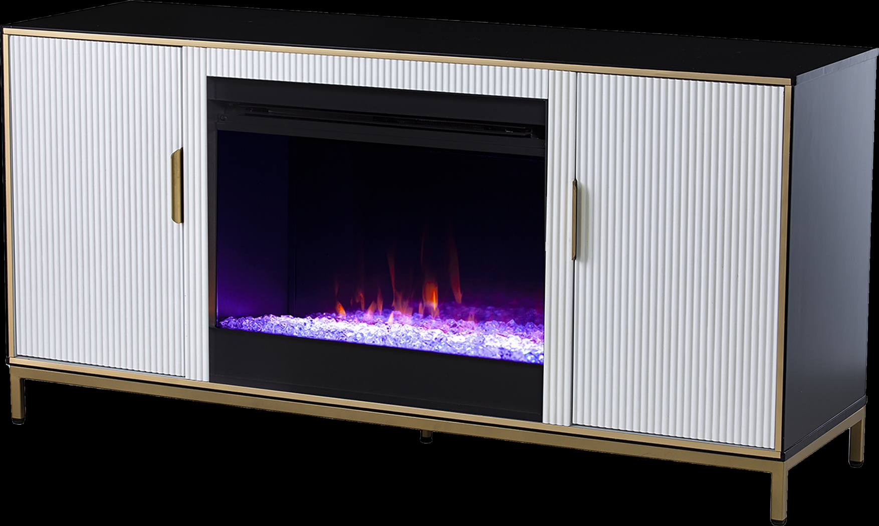 Rascher I White 54 in. Console, With Color Changing Electric Fireplace - Thumbnail - Image 1